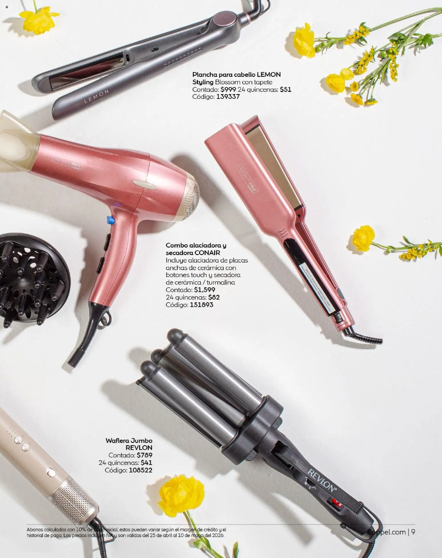 Nuevas ofertas de Coppel válidas en toda la República Mexicana desde el 25.04.2026. ¡Encuentra las mejores ofertas en Coppel catálogo Los regalos que mamá siempre quiere! | Página: 9 | Productos: Secadora, Plancha, Waflera, Tapete