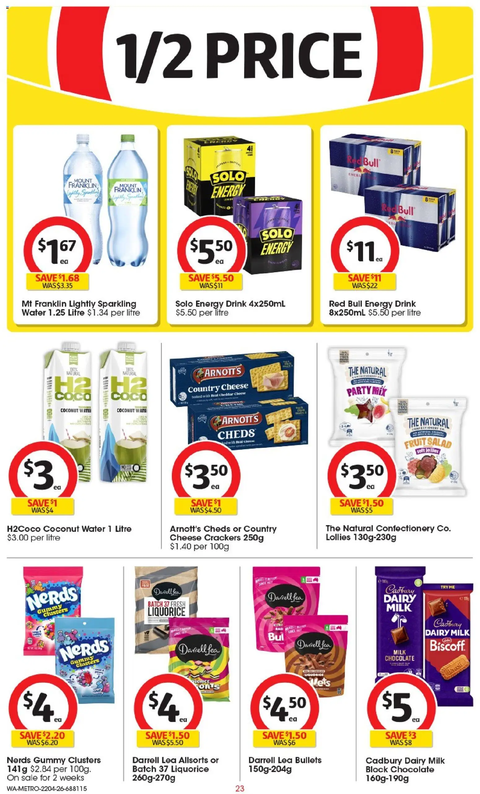 Coles catalogue - valid from 22.04.2026 | Page: 23 | Products: Crackers, Chocolate, Lollies, Water