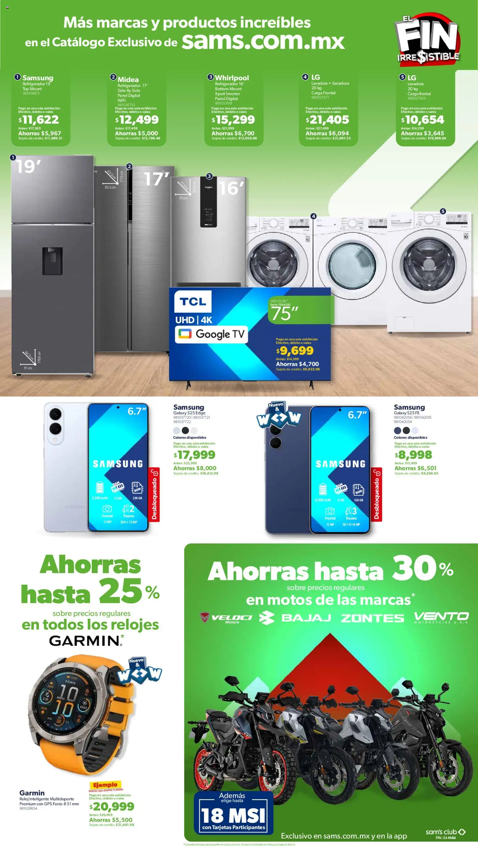 Nuevas ofertas de Sam's Club válidas en toda la República Mexicana desde el 04.11.2025. ¡Encuentra las mejores ofertas en Sam's Club Buen Fin! | Página: 14 | Productos: Refrigerador, Secadora, Top, Reloj
