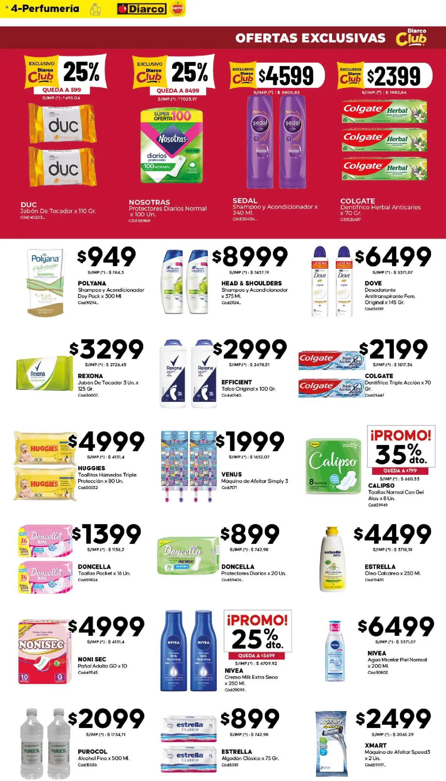 Diarco - Ofertas Diarco Barrio │ válido desde el 20.04.2026 | Página: 4 | Productos: Algodón, Shampoo, Toallitas húmedas, Crema