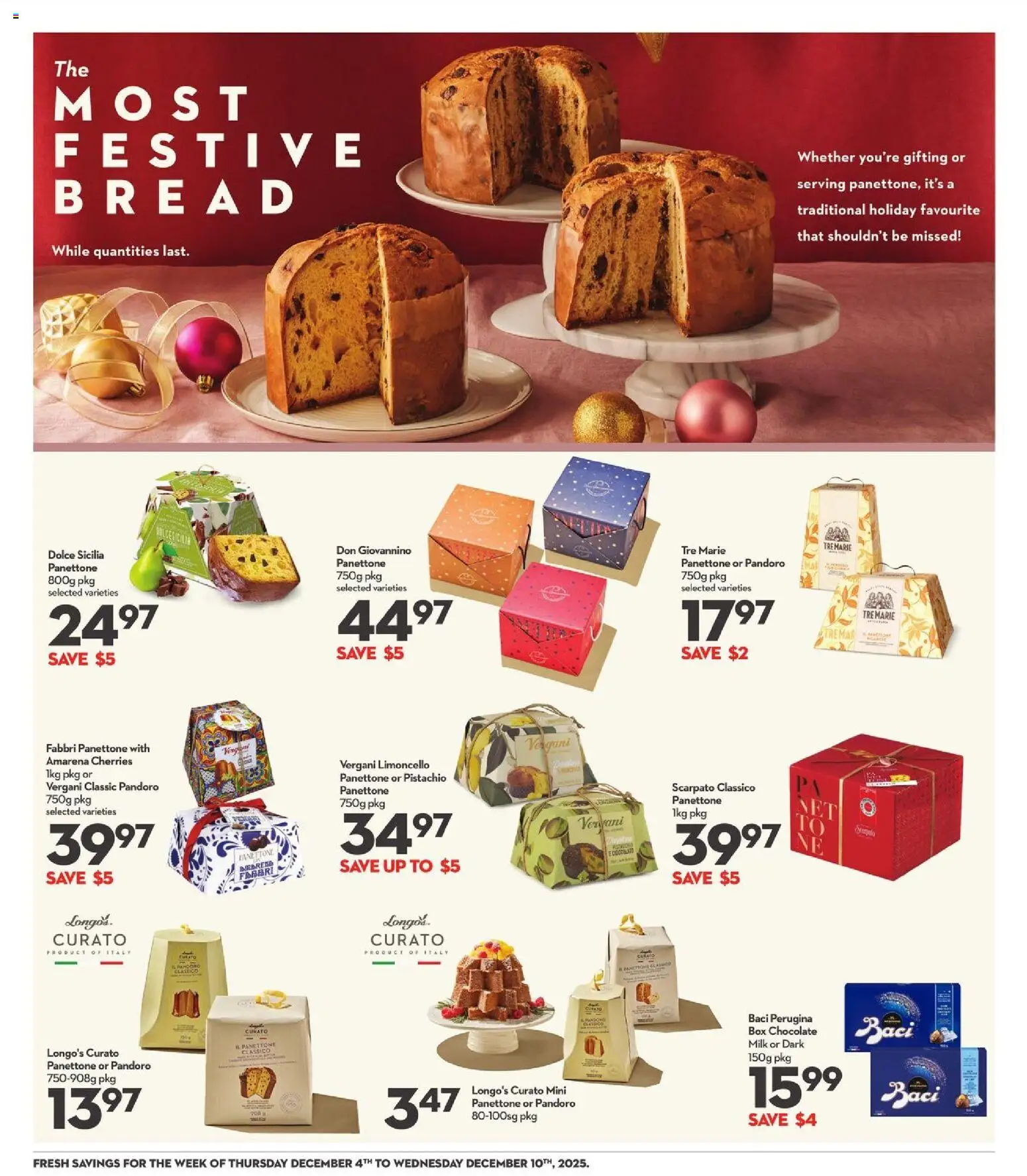 Longo's flyer valid from 04.12.2025 | Page: 14 | Products: Box, Milk, Bread, Chocolate