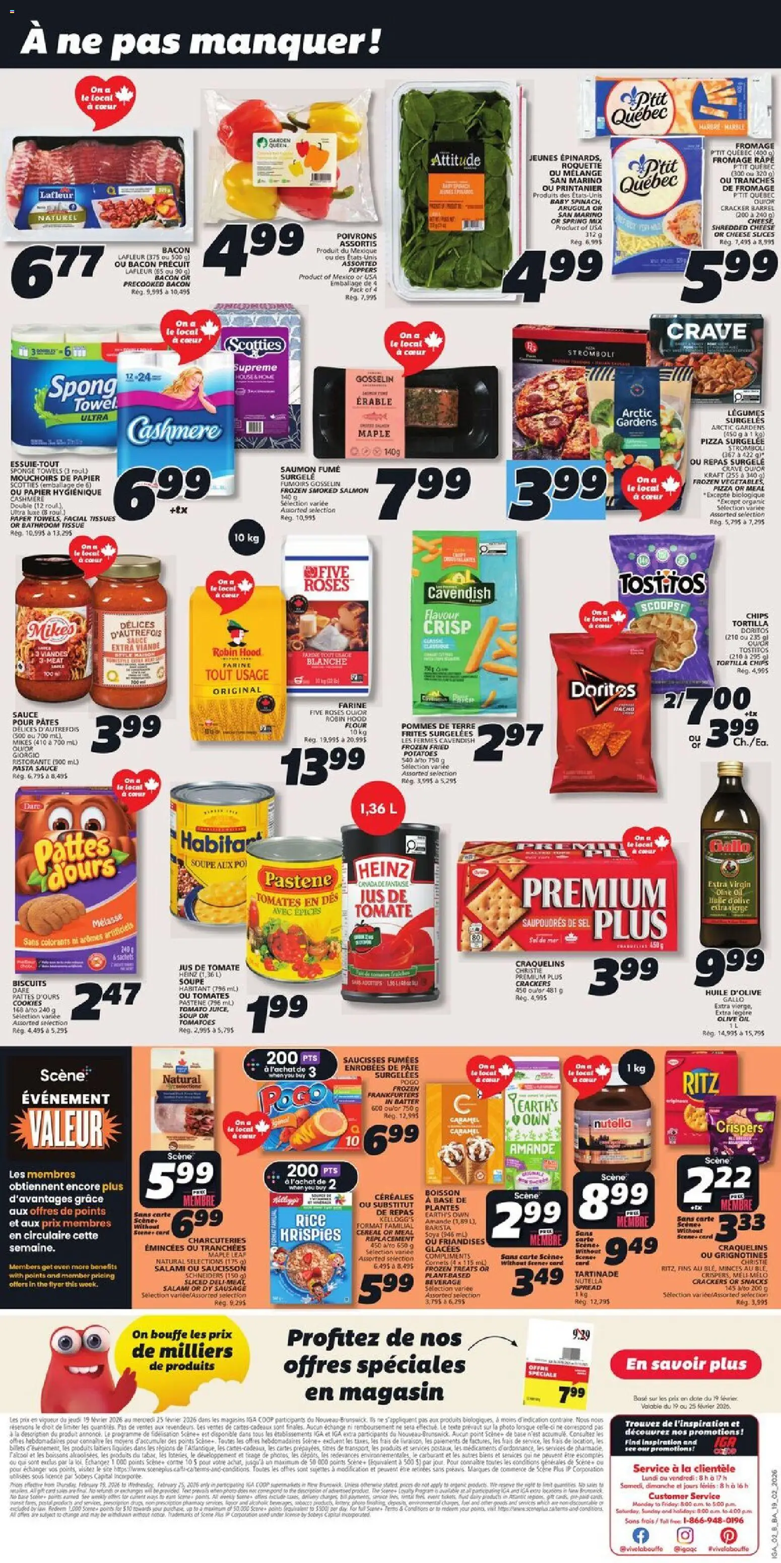 IGA flyer valid from 19.02.2026 | Page: 2 | Products: Pasta, Cookies, Potatoes, Pizza