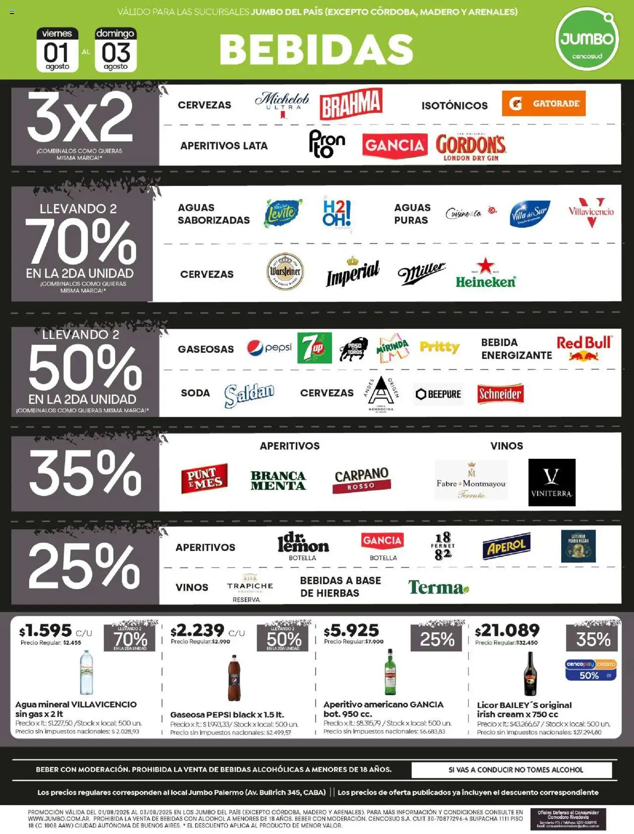 Jumbo ofertas - Neuquén │ válido desde el 31.07.2025 | Página: 5 | Productos: Gin, Fernet, Gaseosa, Soda