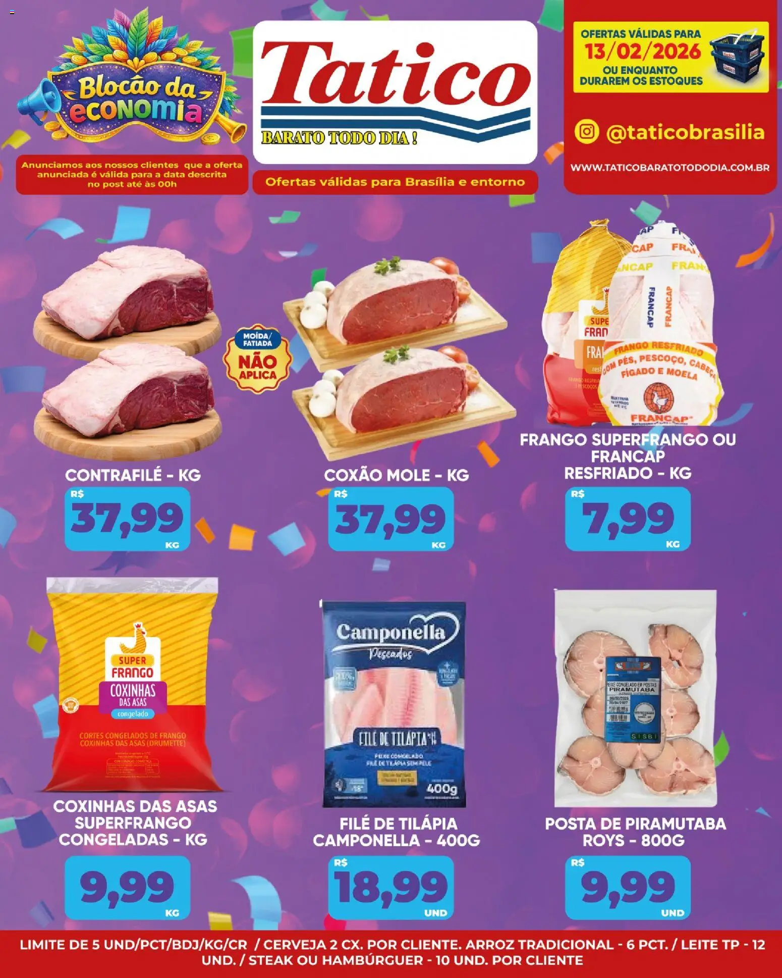 Tatico Folheto - válido de 13.02.2026 | Página: 12 | Produtos: Moela, Leite, Tilápia, Cerveja