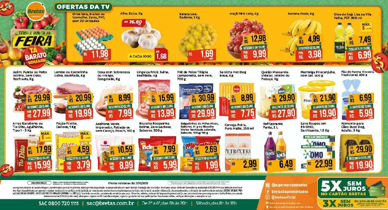 Bretas Folheto - válido de 21.10.2025 | Página: 1 | Produtos: Queijo, Óleo, Salgadinhos, Refrigerante