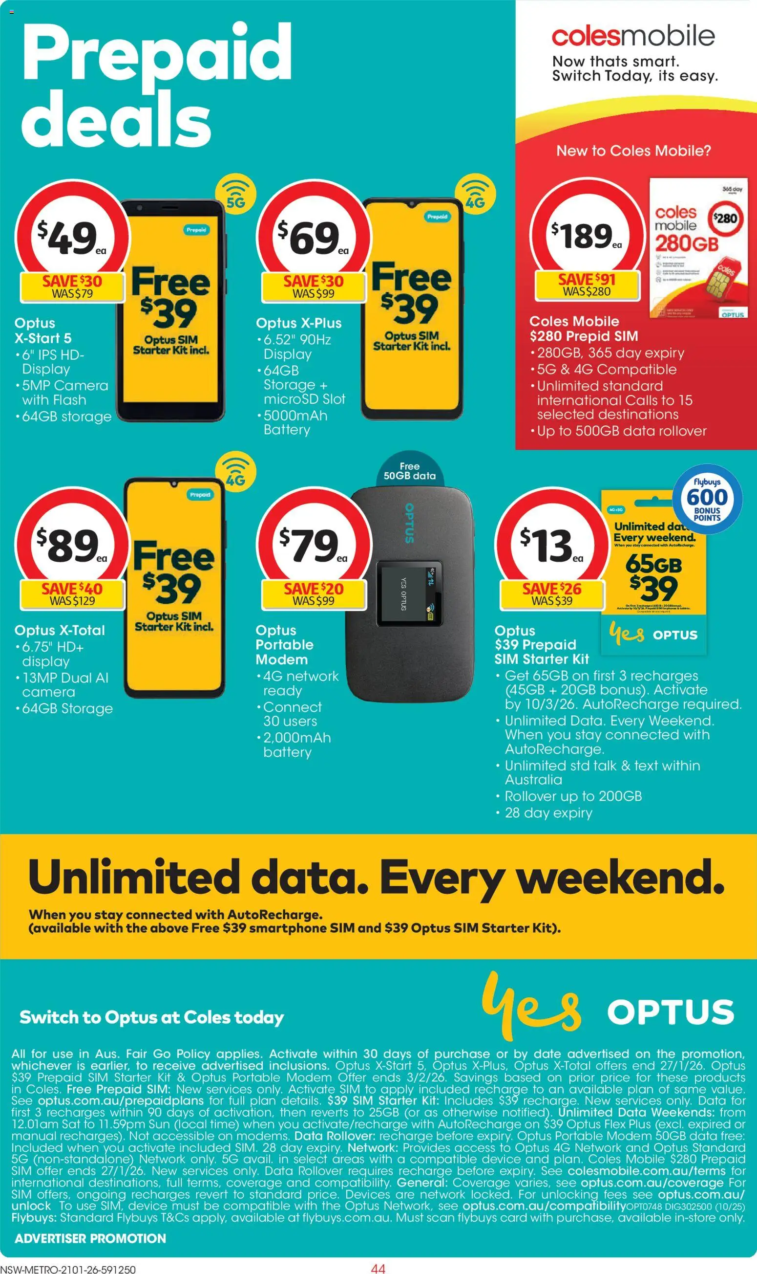 Coles catalogue - valid from 21.01.2026 | Page: 44 | Products: Battery, Smartphone, Camera, Mobile