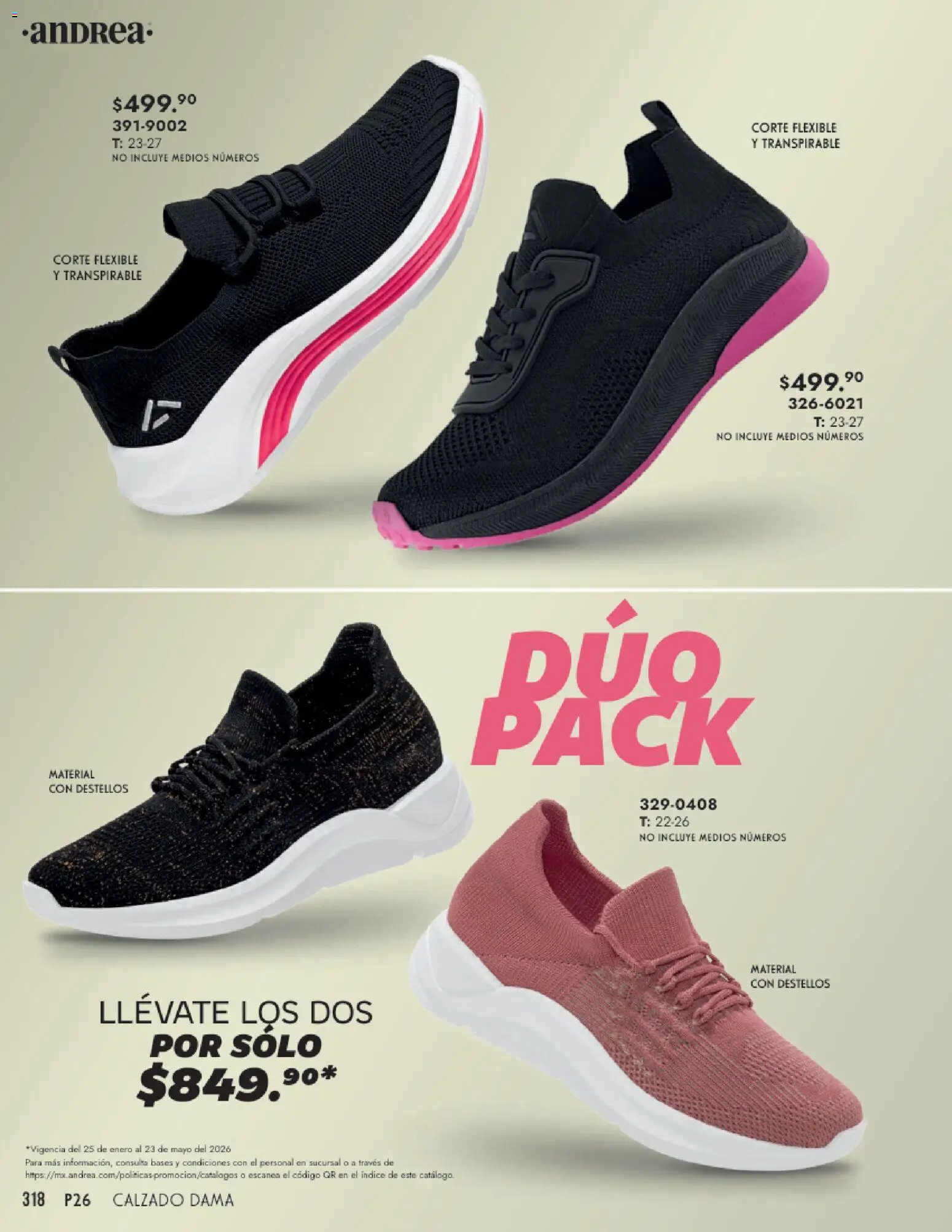 Nuevas ofertas de Andrea válidas en toda la República Mexicana desde el 25.01.2026. ¡Encuentra las mejores ofertas en Andrea catálogo Calzado Dama! | Página: 318 | Productos: Flexible