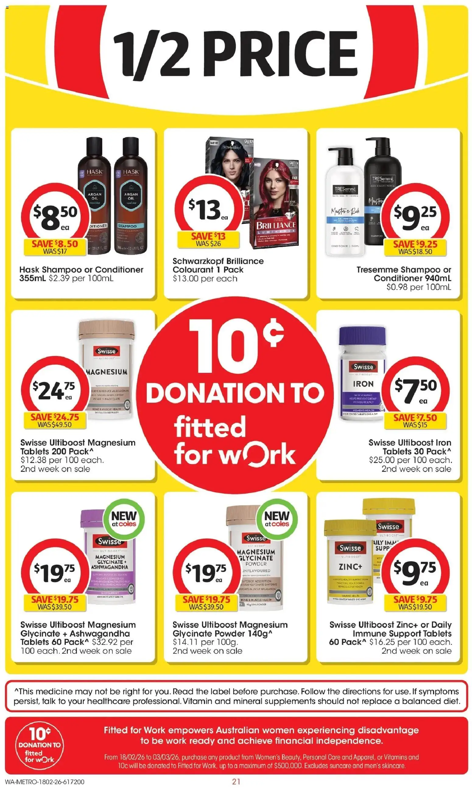 Coles catalogue - valid from 18.02.2026 | Page: 21 | Products: Conditioner, Iron, Vitamin, Zinc