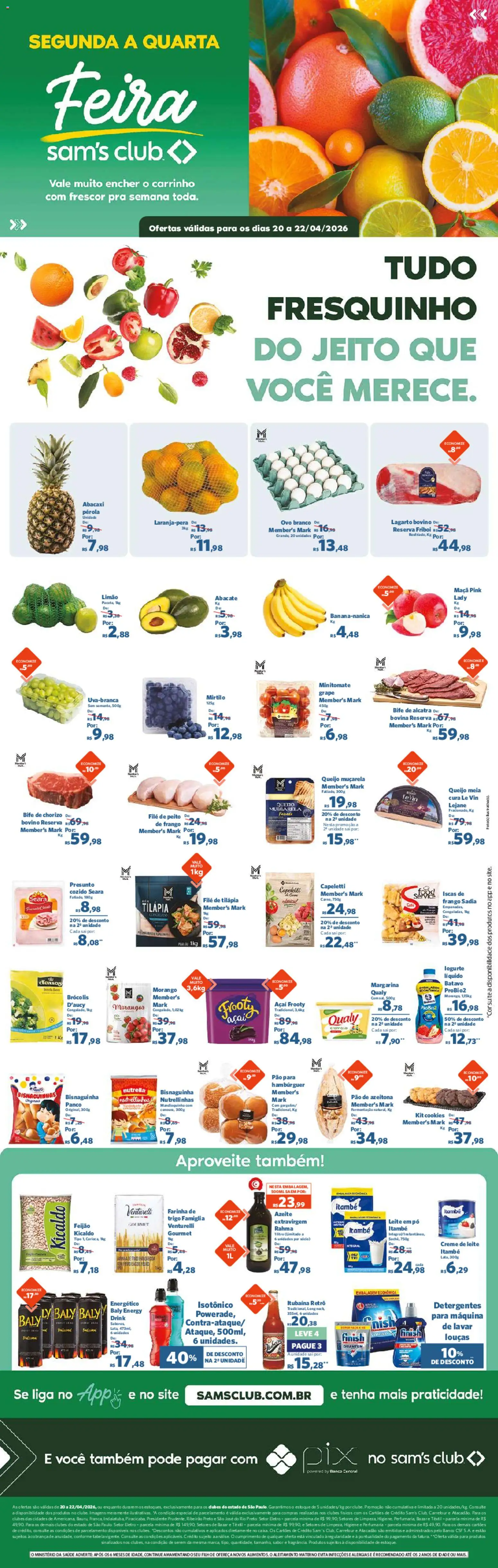 Sam's Club Folheto - válido de 20.04.2026 | Página: 1 | Produtos: Creme, Creme de leite, Frango, Leite em pó