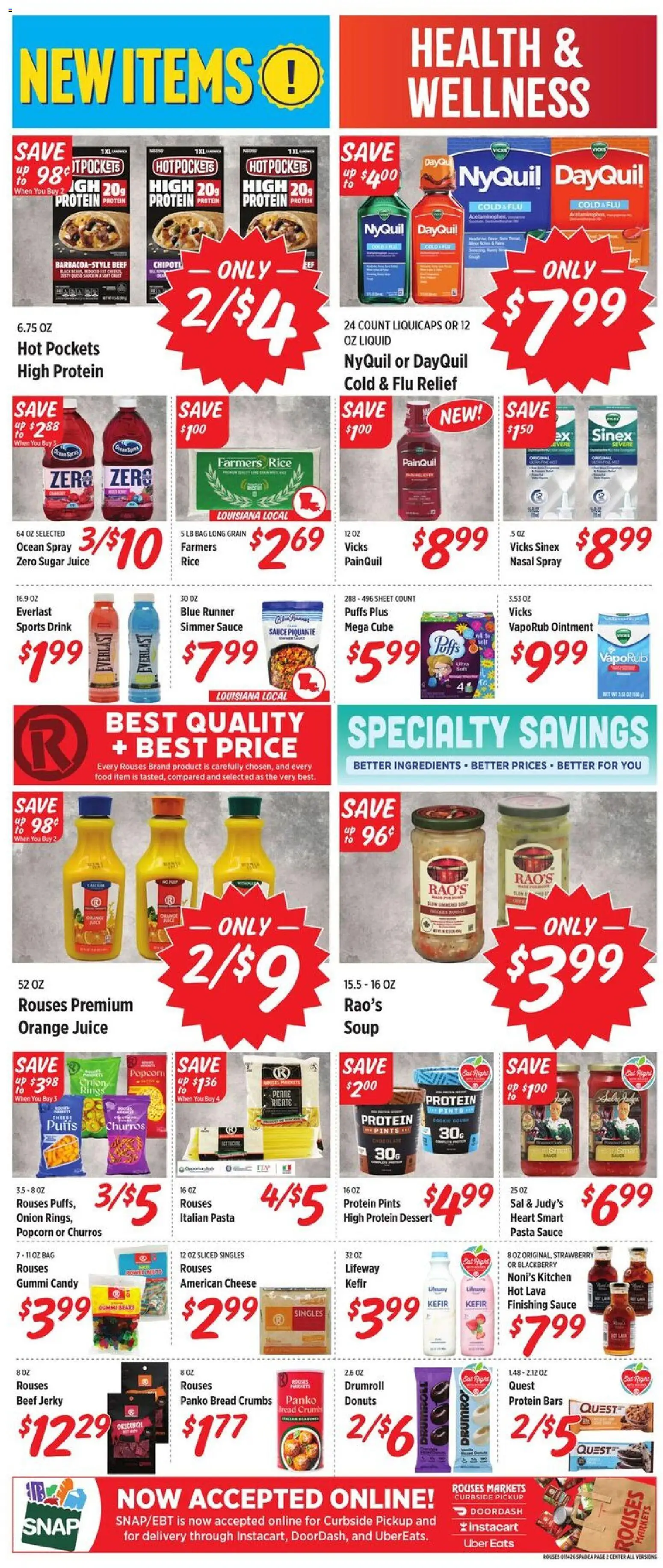 Rouses Weekly Ad - LA - valid from 14.01.2026 | Page: 4 | Products: Juice, Rice, Sugar, Onion