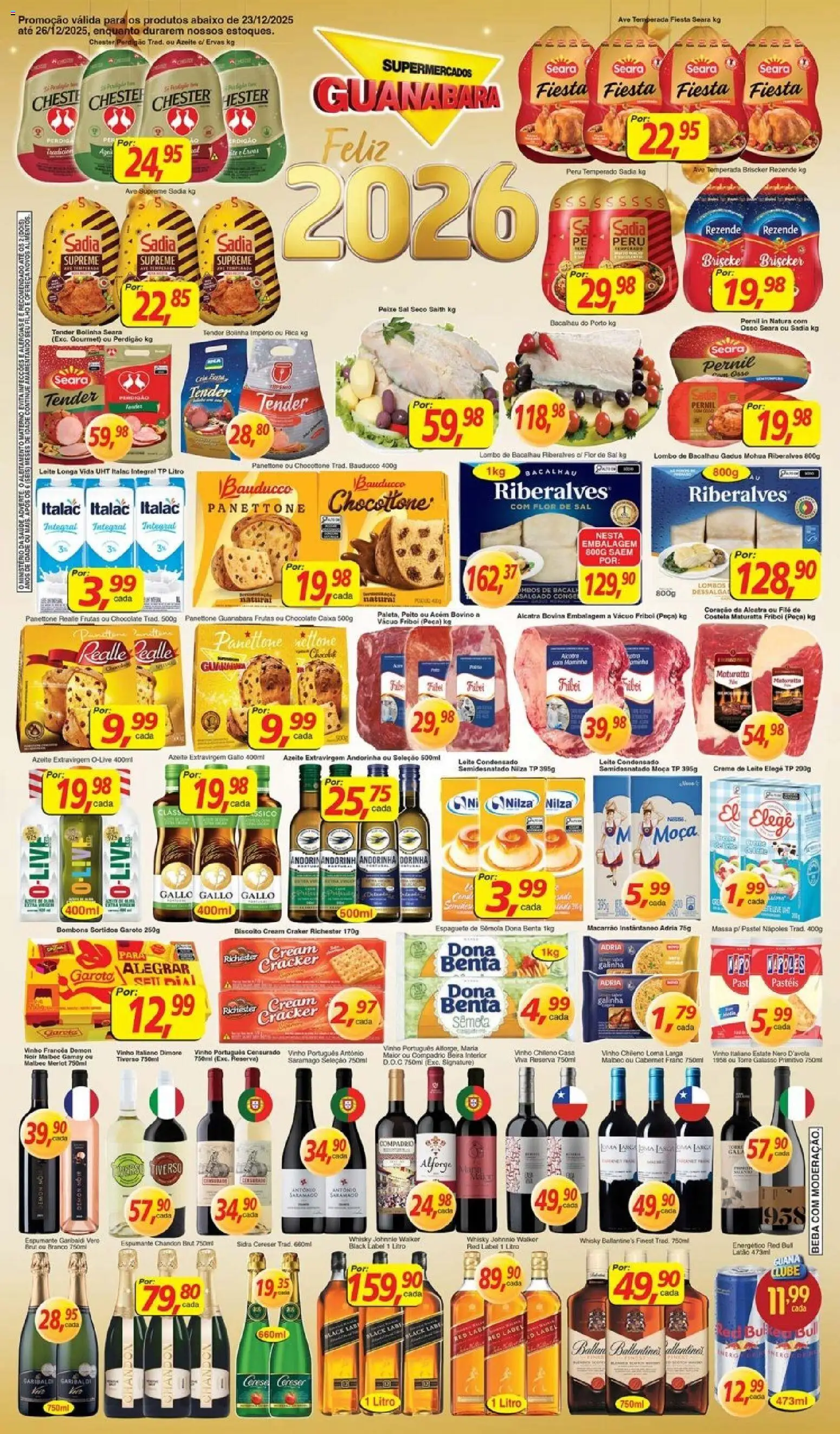 Supermercados Guanabara Folheto - válido de 23.12.2025 | Página: 1 | Produtos: Tender, Whisky, Caixa, Macarrão instantâneo