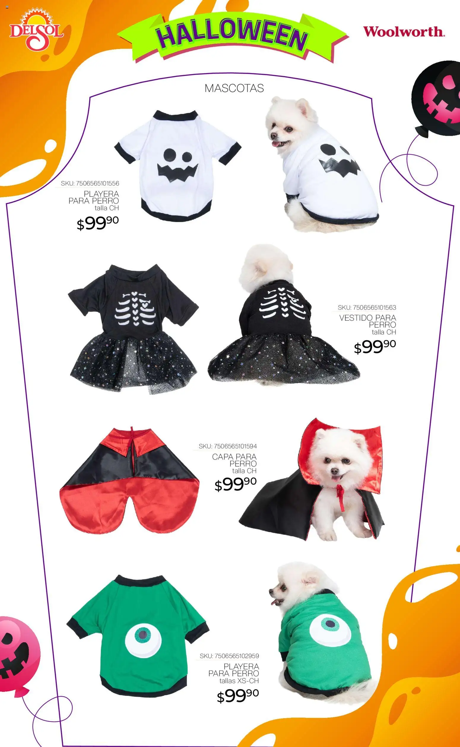 Nuevas ofertas de Del Sol y Woolworth válidas en toda la República Mexicana desde el 23.10.2025. ¡Encuentra las mejores ofertas en Del Sol y Woolworth - Catálogo Halloween! | Página: 22 | Productos: Vestido, Playera
