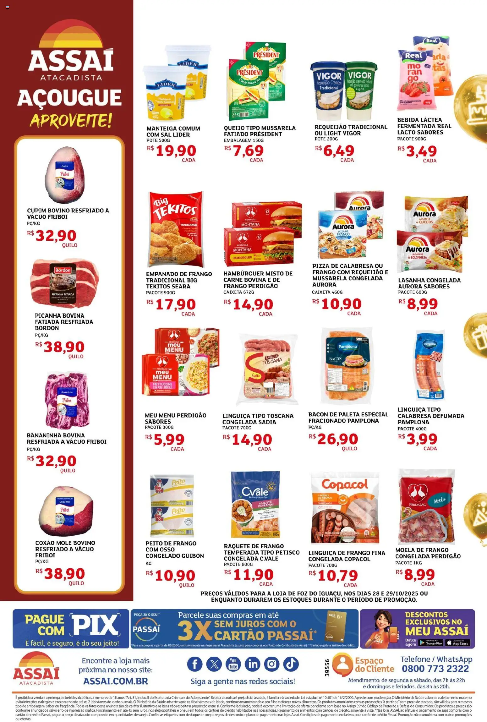 Assaí Atacadista Folheto - válido de 28.10.2025 | Página: 2 | Produtos: Hambúrguer, Bebida, Frango, Peito de frango