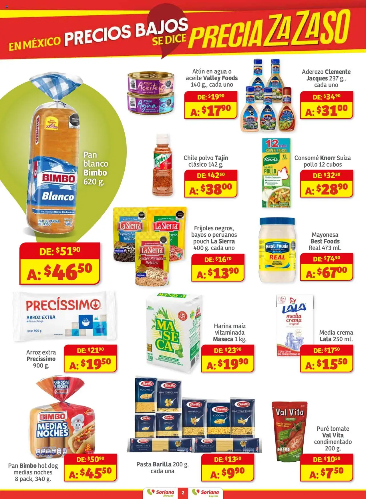 Nuevas ofertas de Soriana válidas en toda la República Mexicana desde el 01.08.2025. ¡Encuentra las mejores ofertas en Soriana - Preciazazaso Mercado: BCN, Son! | Página: 2 | Productos: Pollo, Maíz, Mayonesa, Arroz