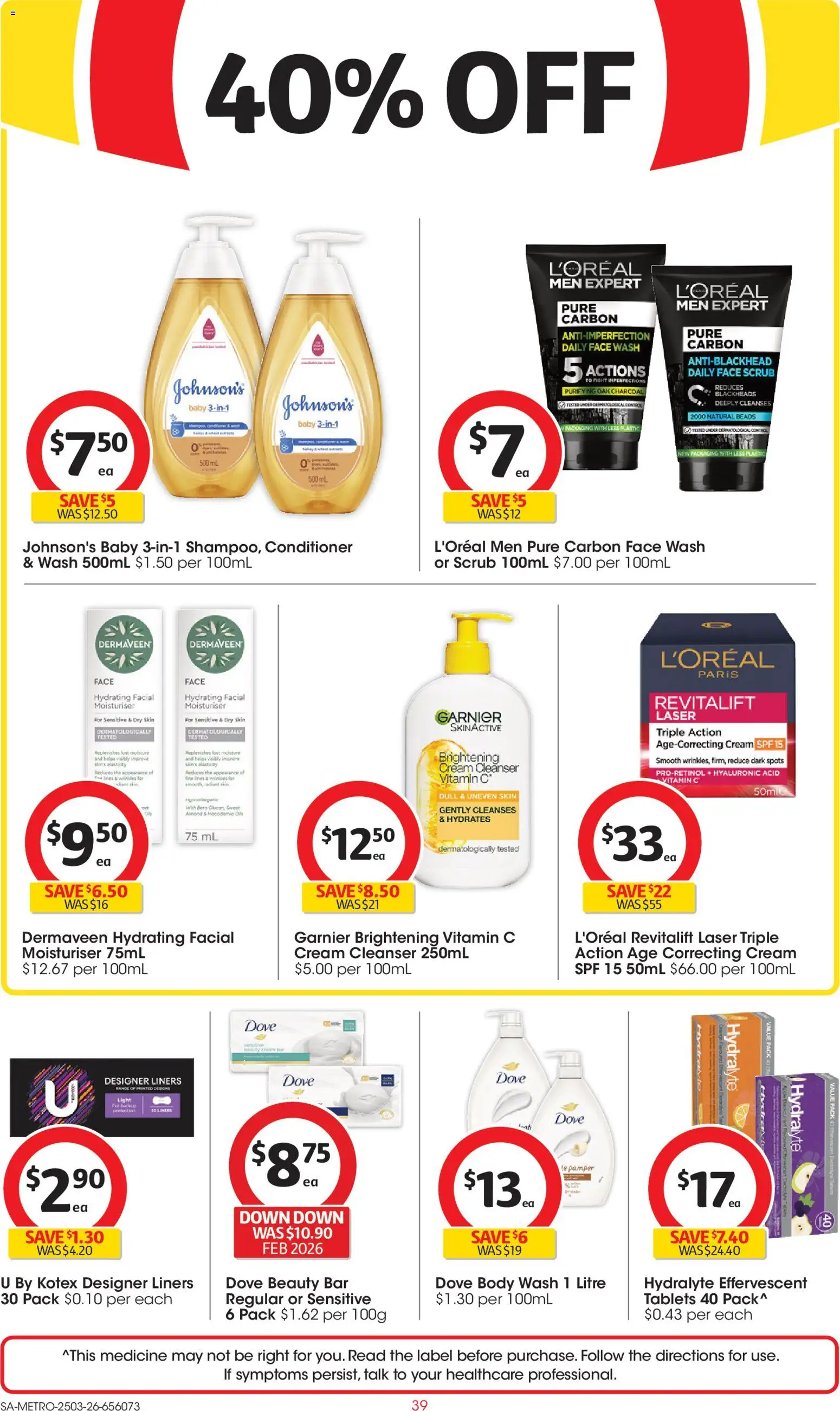 Coles catalogue - valid from 25.03.2026 | Page: 39 | Products: Light, Cream, Face wash, Vitamin
