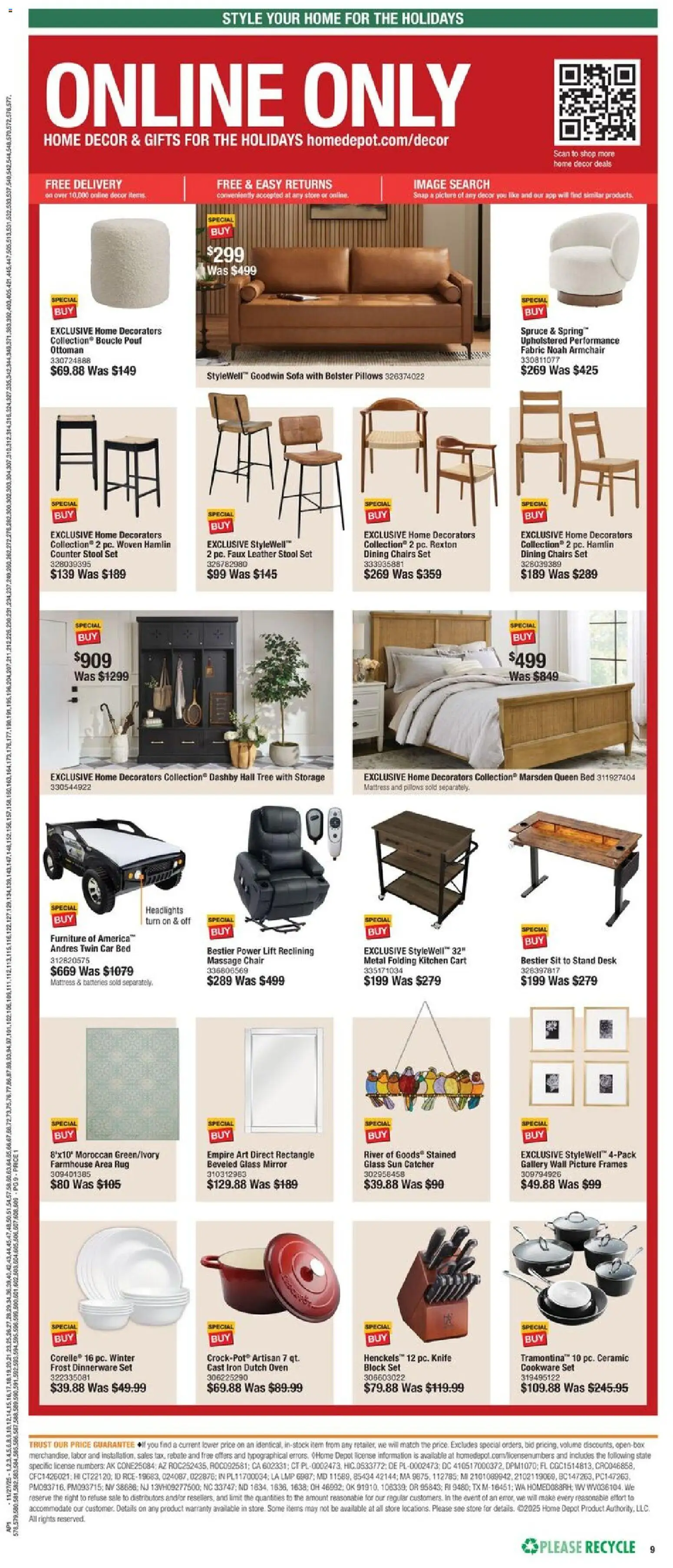 Home Depot Local Ad - NC - valid from 27.11.2025 | Page: 9 | Products: Bed, Mattress, Sofa, Oven