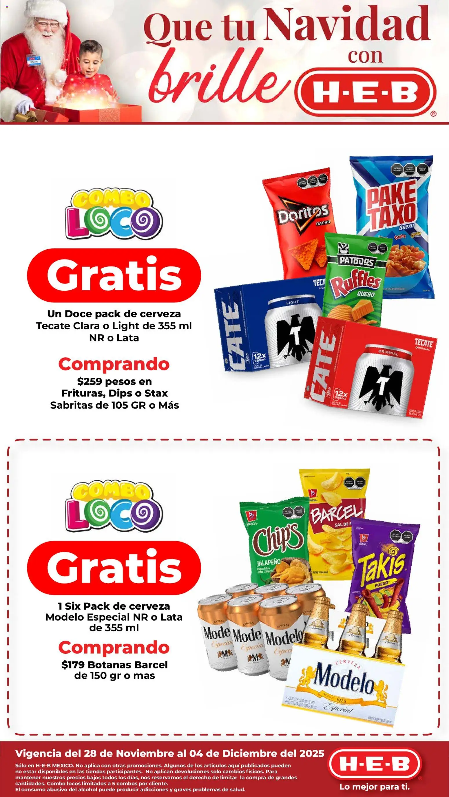 Nuevas ofertas de H-E-B válidas en toda la República Mexicana desde el 28.11.2025. ¡Encuentra las mejores ofertas en H-E-B folleto! | Página: 1 | Productos: Sal, Queso, Cerveza