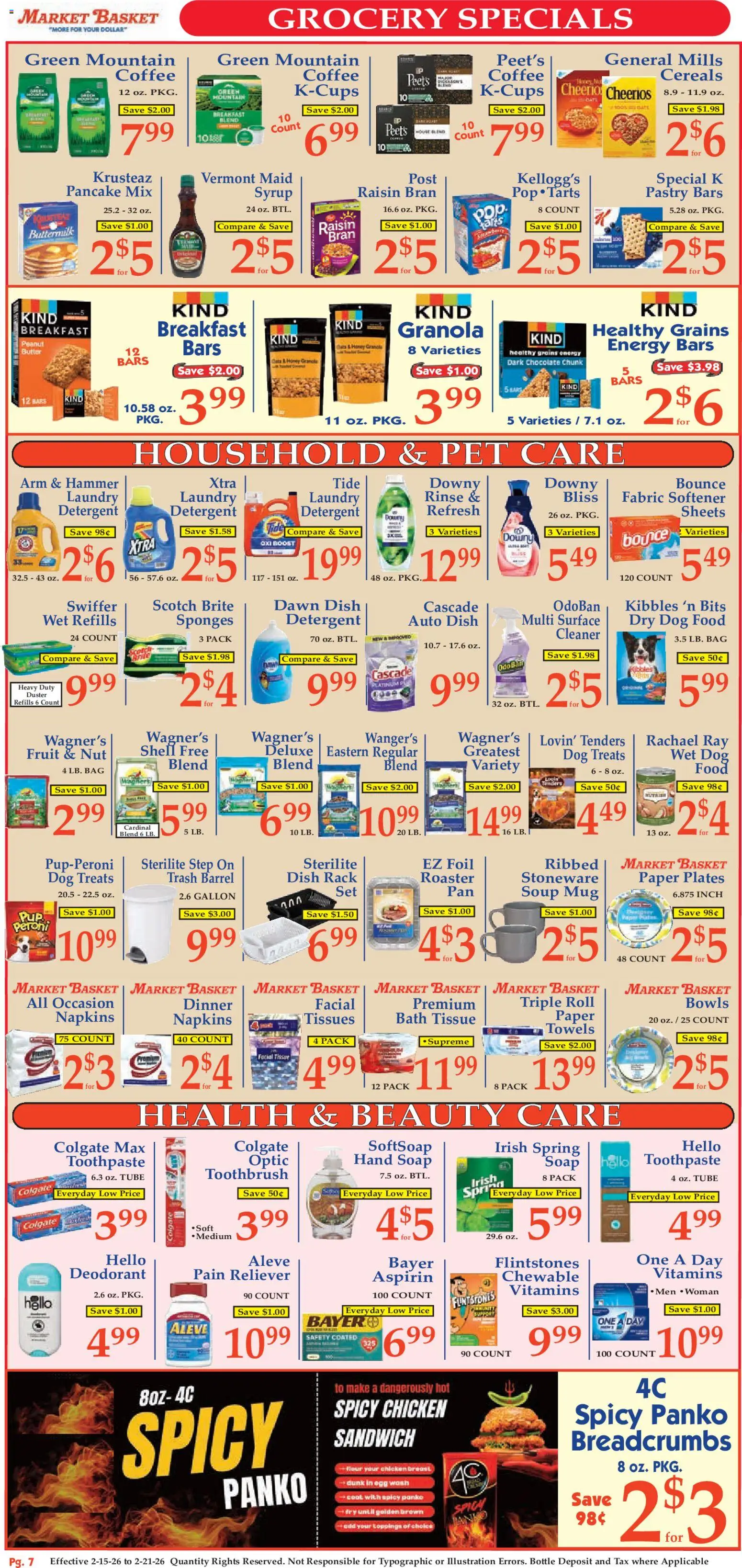 Market Basket Ad - valid from 15.02.2026 | Page: 7 | Products: Bath, Dog Food, Butter, Toothbrush