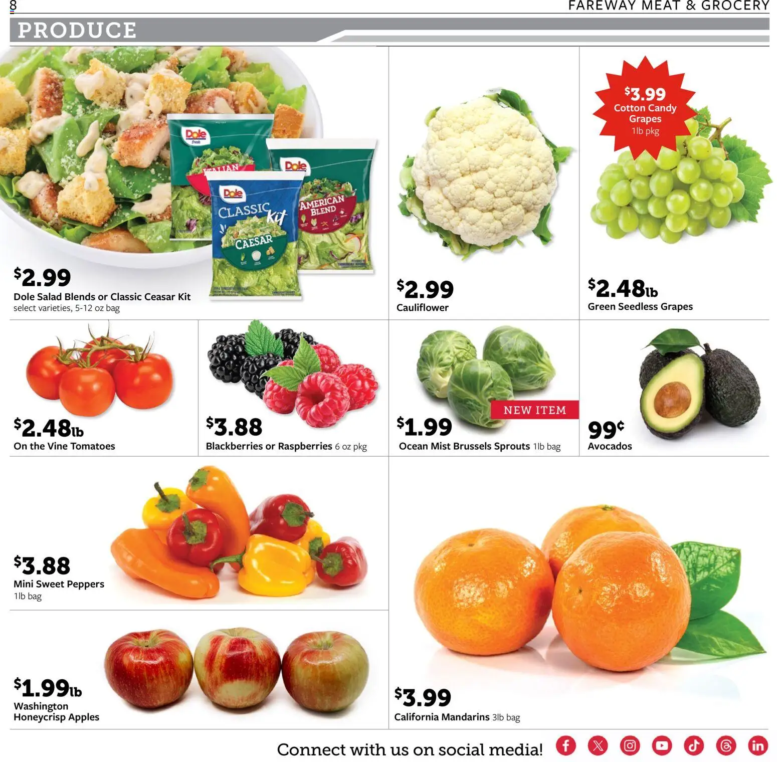 Fareway Weekly Ad - valid from 12.01.2026 | Page: 8 | Products: Tomatoes, Salad, Grapes, Bag