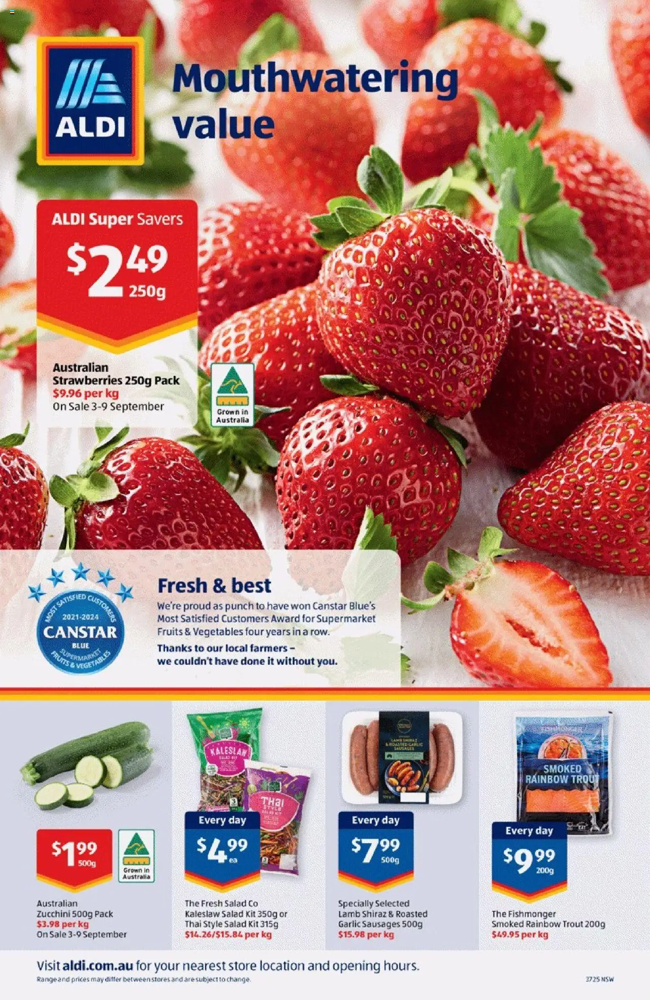 Aldi catalogue - valid from 10.09.2025 | Page: 30 | Products: Lamb, Strawberries, Fruits, Zucchini