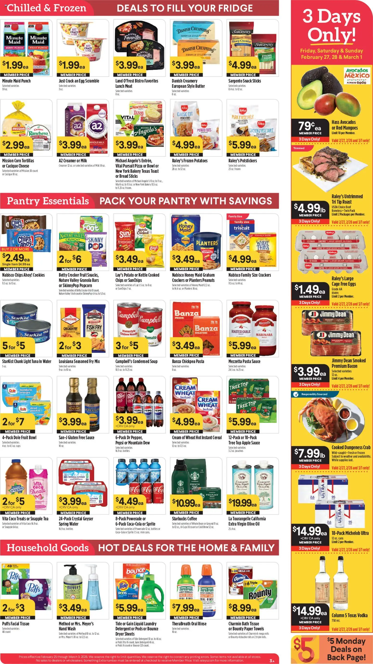 Raley's Weekly Ad - valid from 25.02.2026 | Page: 3 | Products: Oil, Beef, Cream, Water