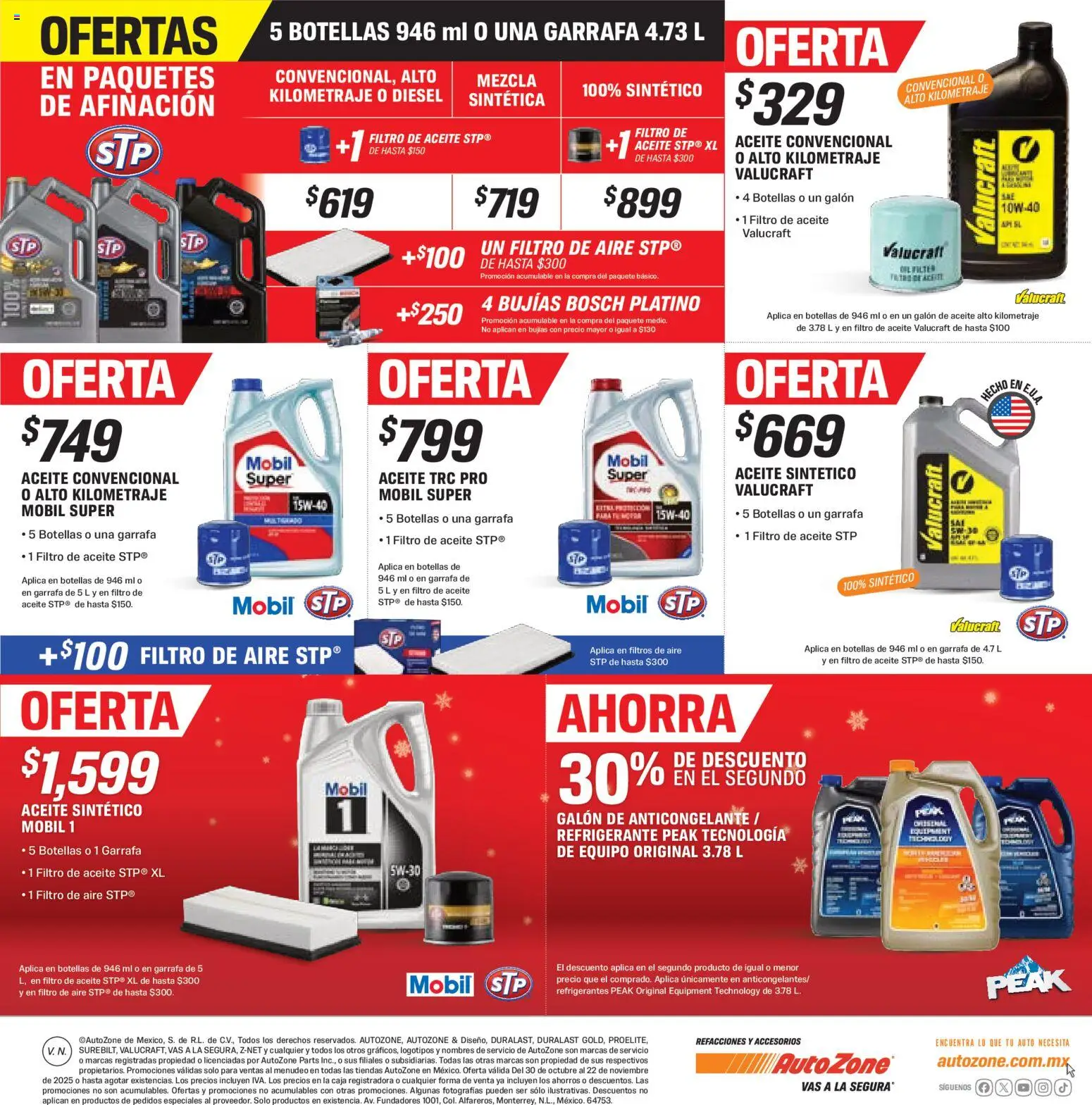 Nuevas ofertas de AutoZone válidas en toda la República Mexicana desde el 30.10.2025. ¡Encuentra las mejores ofertas en AutoZone catálogo! | Página: 8 | Productos: Aceite, Caja
