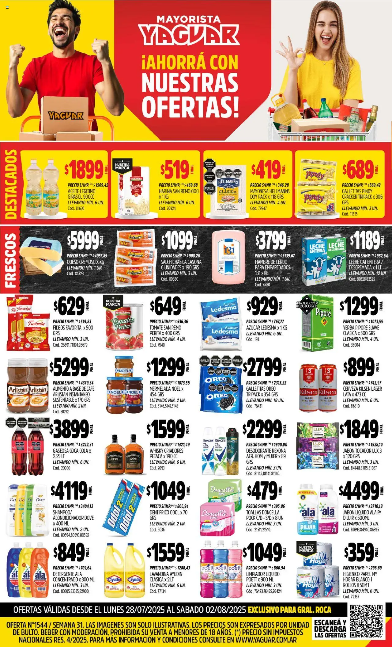 Yaguar - General Roca │ válido desde el 28.07.2025 | Página: 1 | Productos: Toallas, Cerdo, Tomates, Mermelada