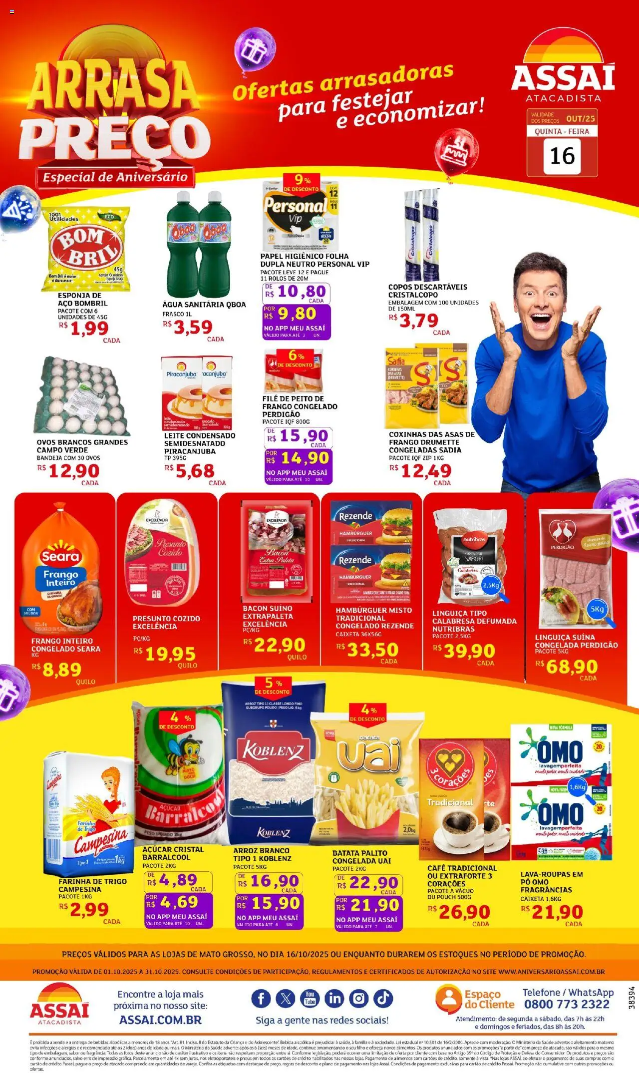 Assaí Atacadista Folheto - válido de 16.10.2025 | Página: 1 | Produtos: Presunto, Pneus, Batata, Frango