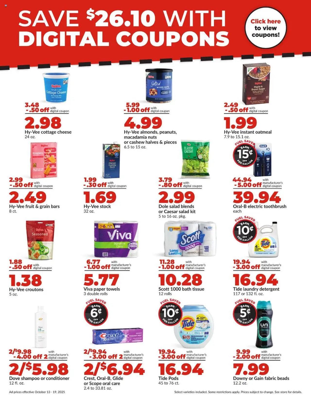 HyVee Weekly Ad - valid from 13.10.2025 | Page: 5 | Products: Shampoo, Cheese, Detergent, Sugar