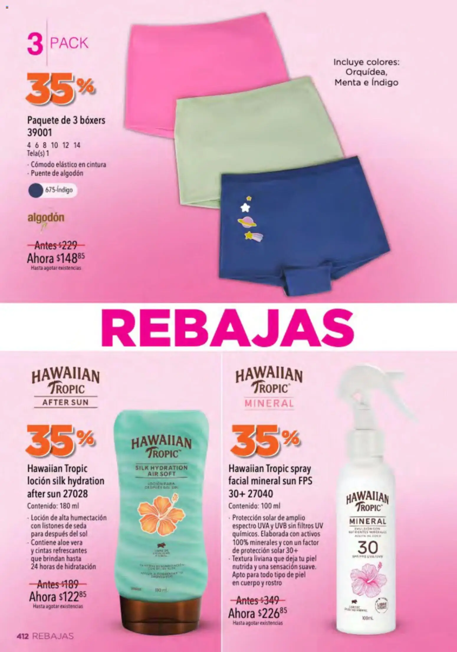 Nuevas ofertas de Ilusión válidas en toda la República Mexicana desde el 01.03.2026. ¡Encuentra las mejores ofertas en Ilusión catálogo Primavera! | Página: 414 | Productos: Boxers, Loción, Uva, Algodón