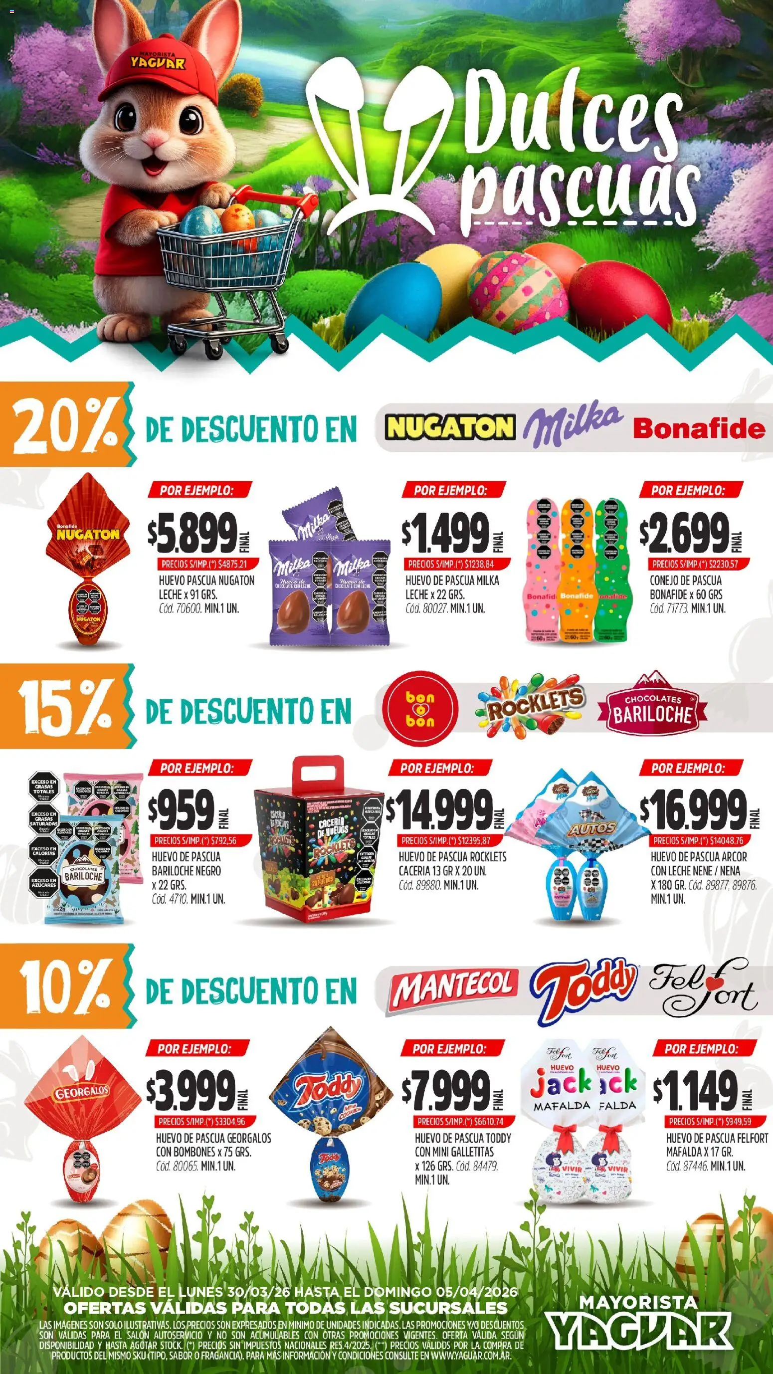 Yaguar - Dulces Pascuas Buenos Aires │ válido desde el 30.03.2026 | Página: 1 | Productos: Falda, Bombones, Huevo, Chocolate