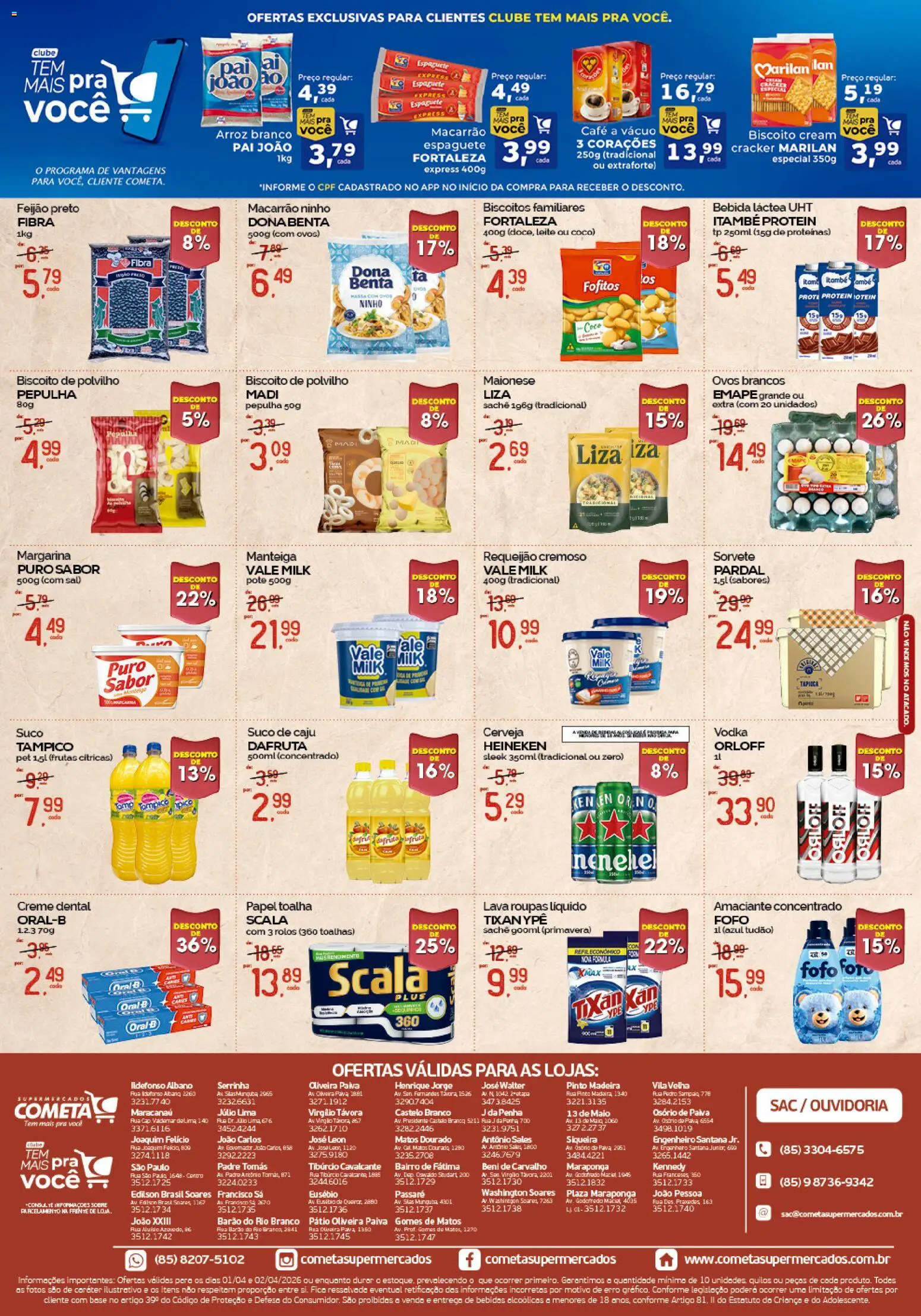 Cometa Supermercados Folheto - válido de 01.04.2026 | Página: 2 | Produtos: Biscoito, Biscoitos, Bebida, Creme dental