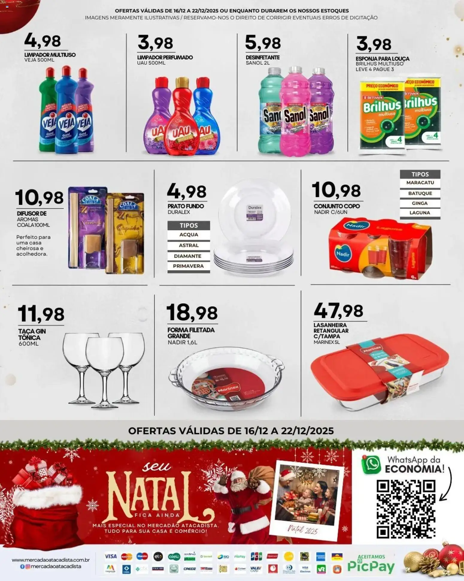 Mercadão Atacadista Folheto - válido de 16.12.2025 | Página: 11 | Produtos: Limpador multiuso, Nata, Gin, Desinfetante