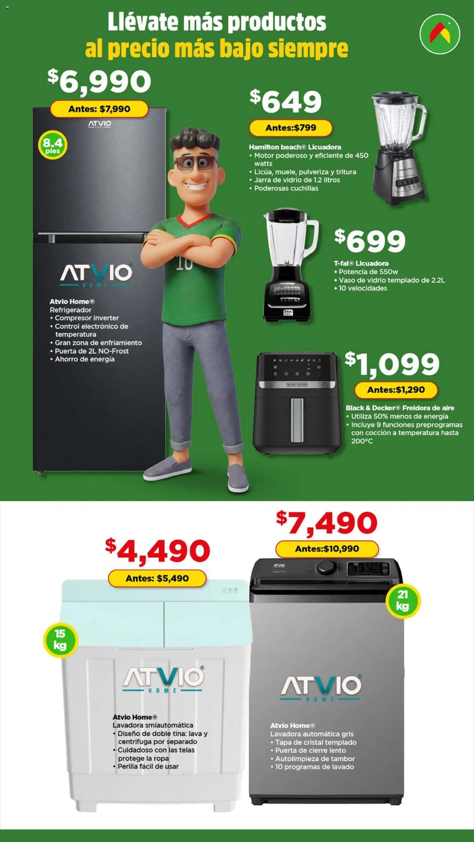 Nuevas ofertas de Bodega Aurrerá válidas en toda la República Mexicana desde el 22.04.2026. ¡Encuentra las mejores ofertas en Bodega Aurrerá folleto Las mejores marcas de electrodomésticos! | Página: 1 | Productos: Refrigerador, Licuadora, Lavadora, Freidora