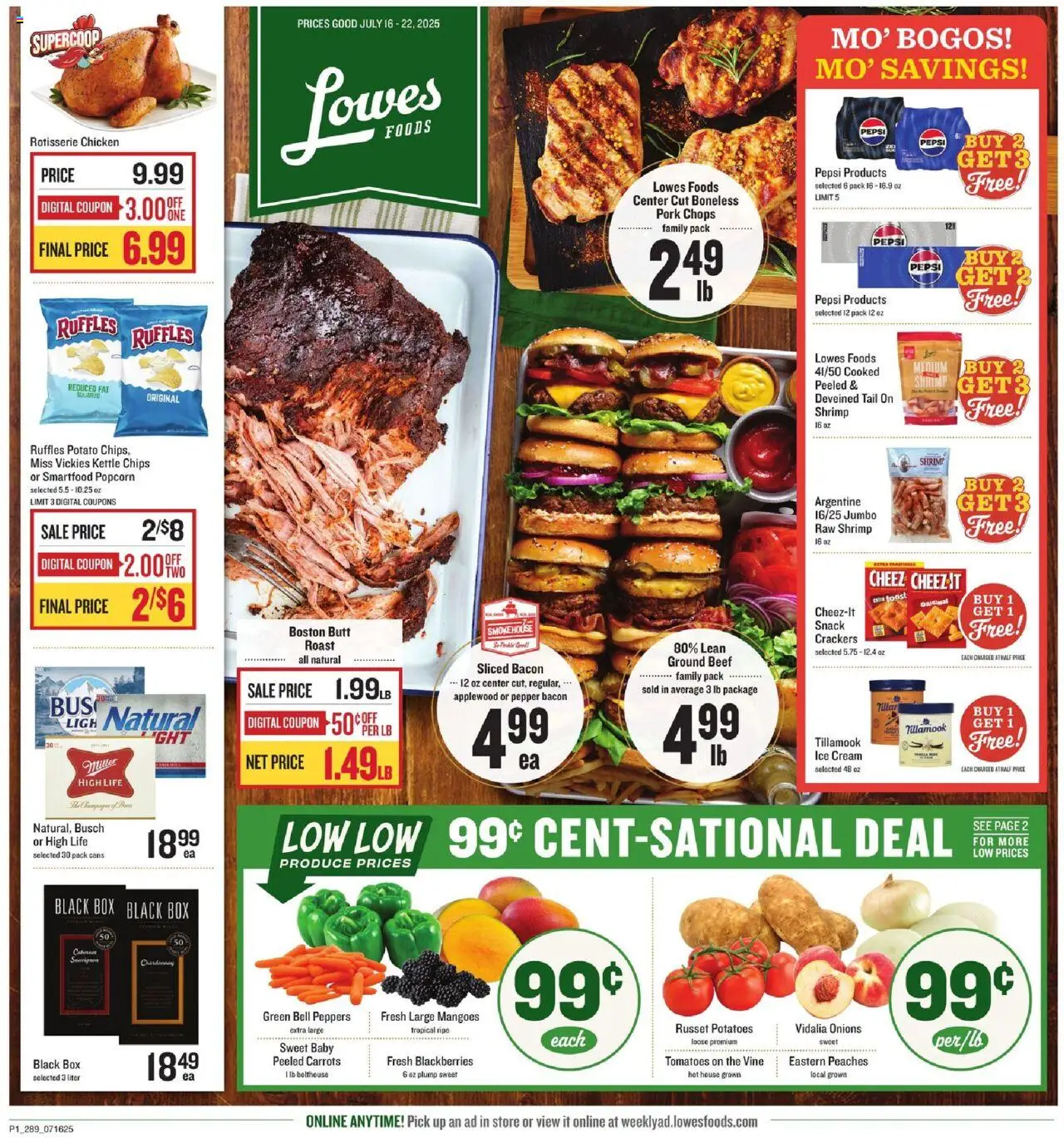 Lowes Foods Weekly Ad - GA - valid from 16.07.2025 | Page: 1 | Products: Peppers, Pork, Tomatoes, Kettle