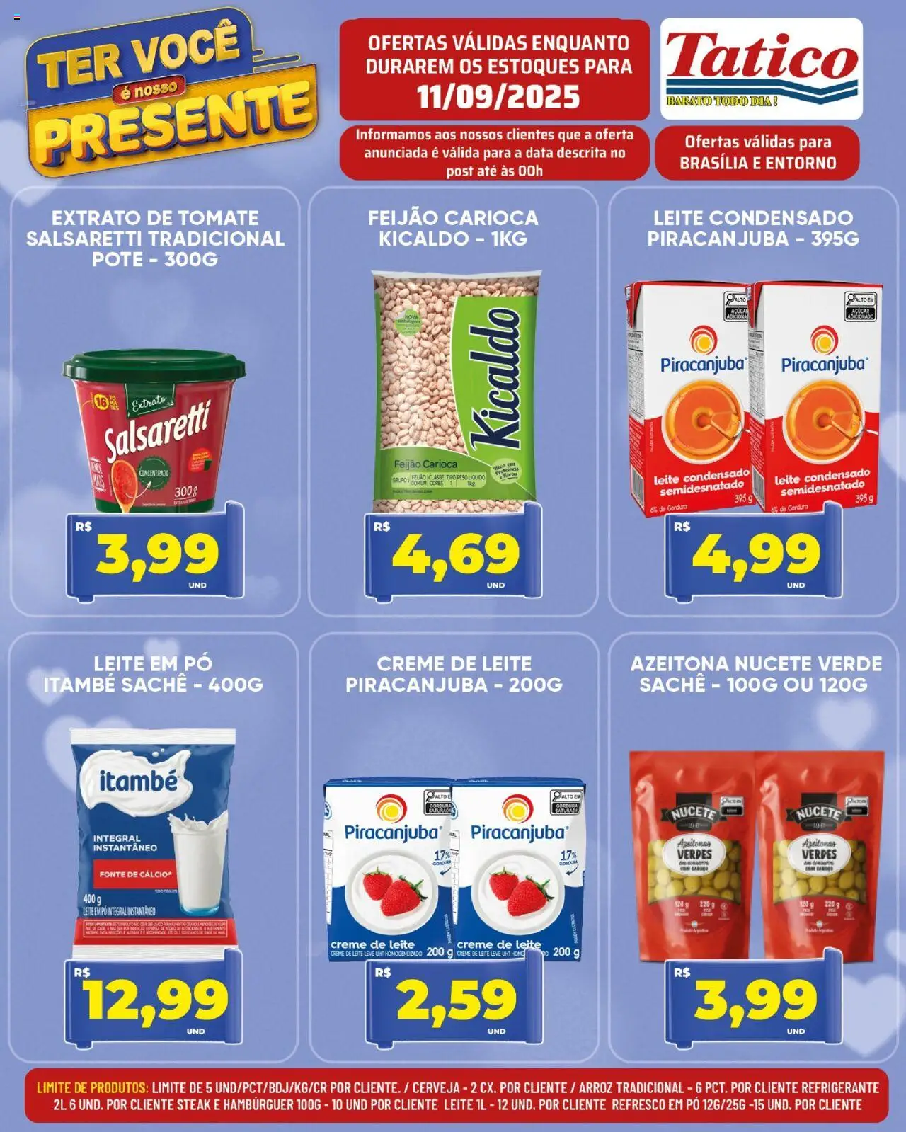 Tatico Folheto - válido de 11.09.2025 | Página: 8 | Produtos: Feijão, Arroz, Açúcar, Leite em pó