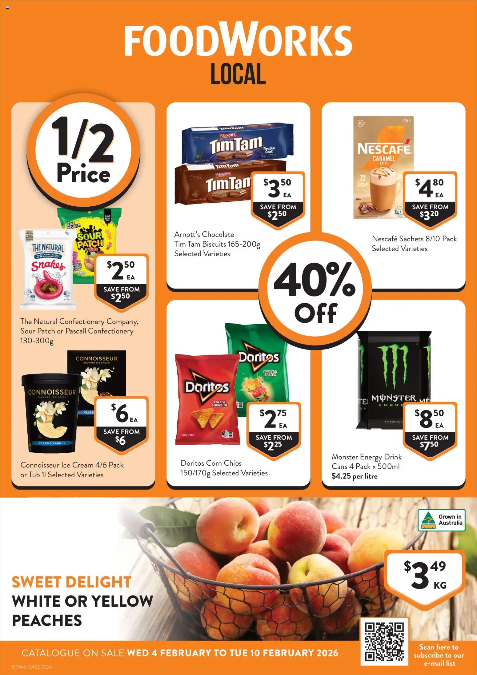 Foodworks catalogue - valid from 04.02.2026 | Page: 1 | Products: Energy drink, Chocolate, Cream, Nescafe