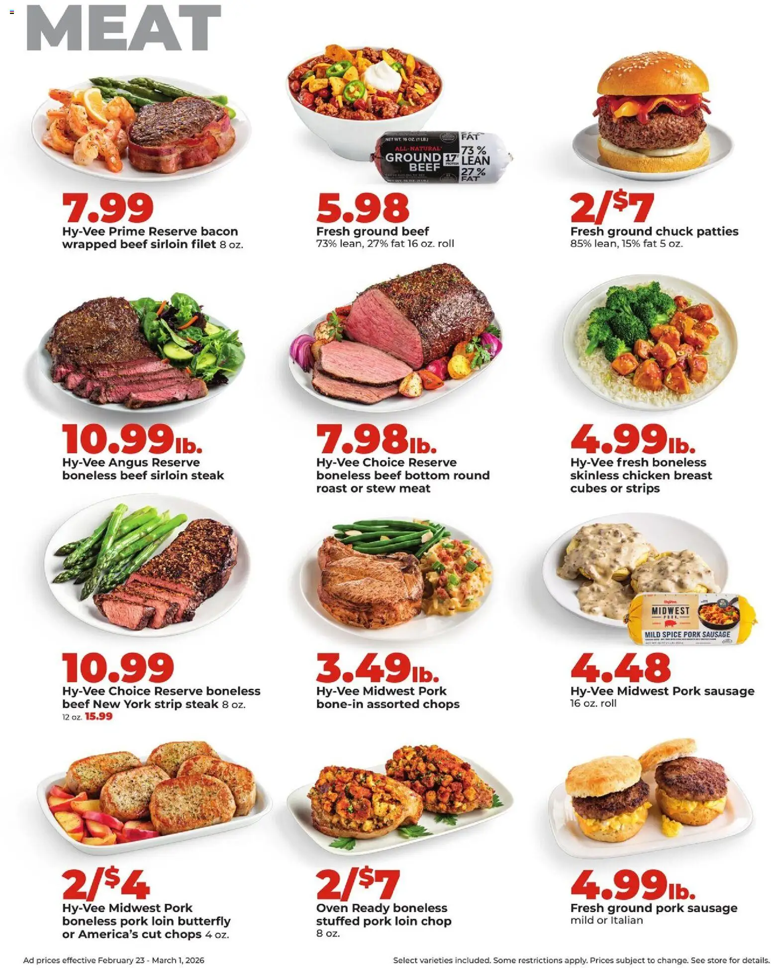 HyVee Weekly Ad - valid from 23.02.2026 | Page: 10 | Products: Pork, Beef, Sausage, Oven
