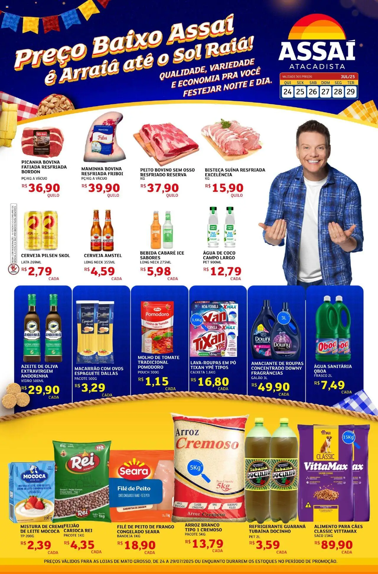 Assaí Atacadista Folheto - válido de 24.07.2025 | Página: 1 | Produtos: Cerveja, Amaciante, Peito de frango, Água sanitária