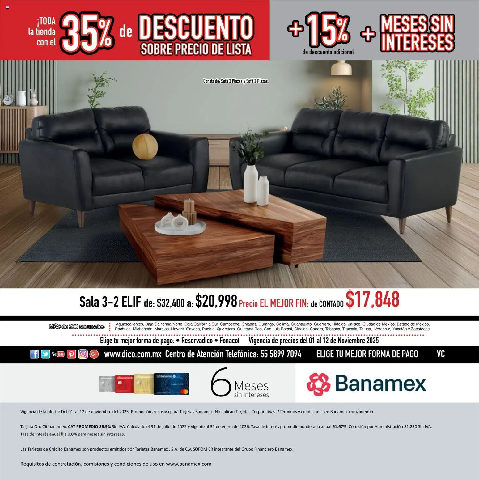 Nuevas ofertas de Muebles Dico válidas en toda la República Mexicana desde el 01.11.2025. ¡Encuentra las mejores ofertas en Muebles Dico Buen Fin ! | Página: 30 | Productos: Sofá, Sobre