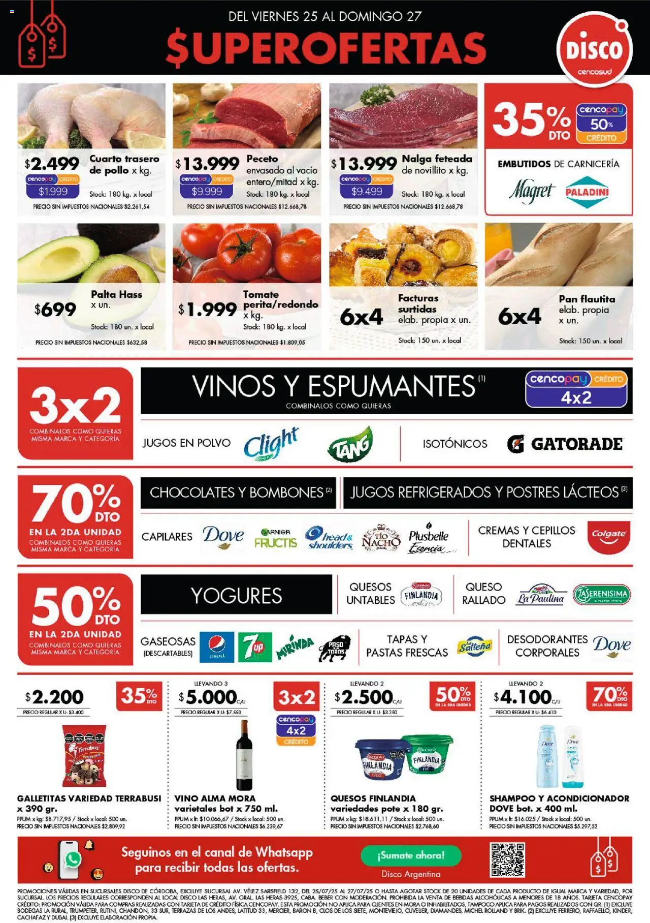 Disco ofertas - Córdoba │ válido desde el 25.07.2025 | Página: 1 | Productos: Bombones, Shampoo, Acondicionador, Palta