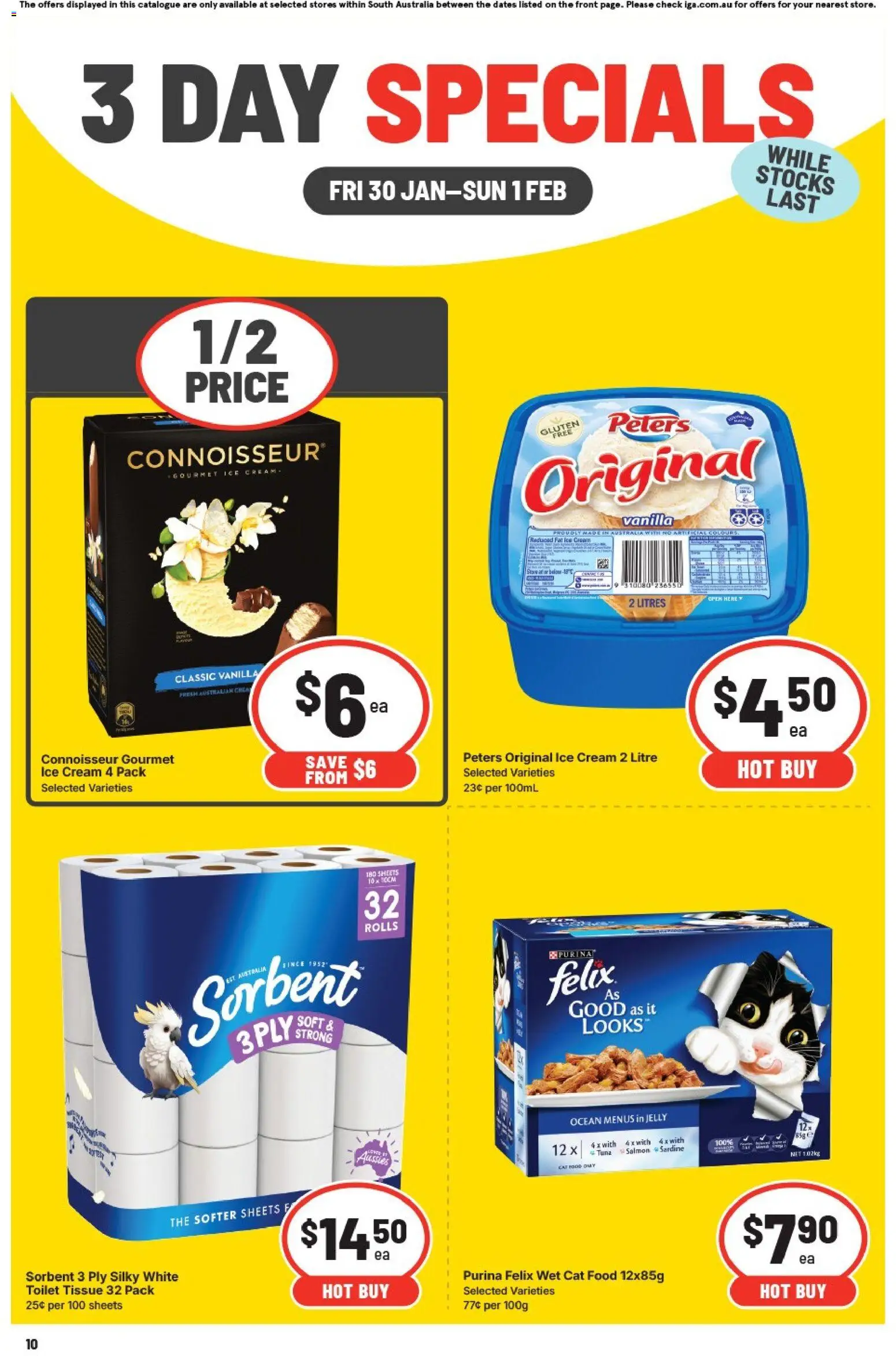 IGA catalogue - valid from 30.01.2026 | Page: 4 | Products: Toilet, Cream, Ice cream, Tuna
