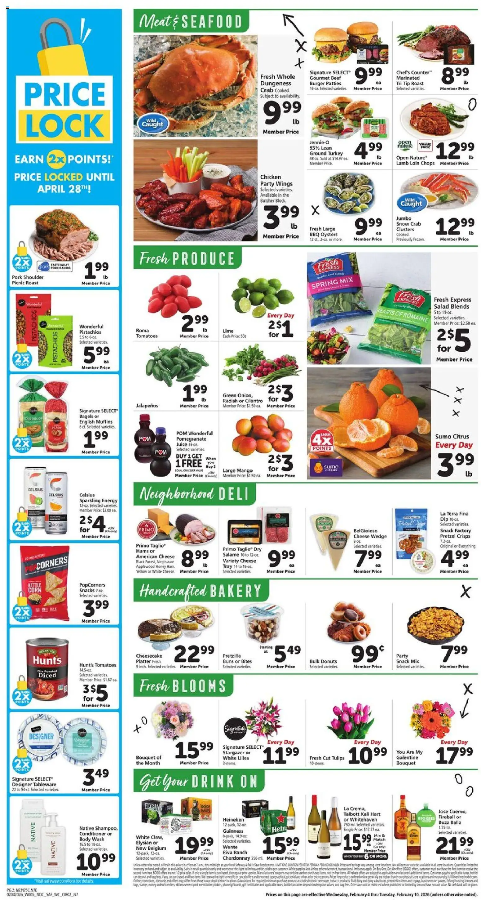 Safeway Weekly Ad - valid from 04.02.2026 | Page: 4 | Products: Wc, Body Wash, Cheesecake, Bag