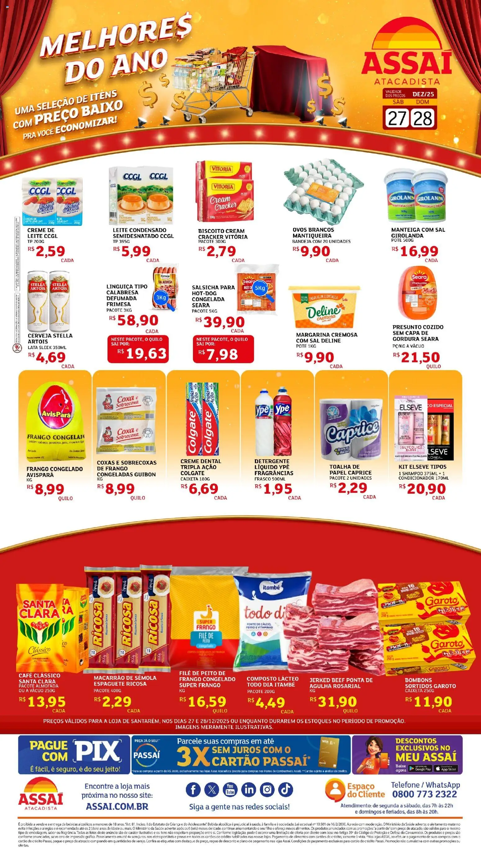Assaí Atacadista Folheto - válido de 27.12.2025 | Página: 1 | Produtos: Base, Macarrão, Telefone, Creme dental