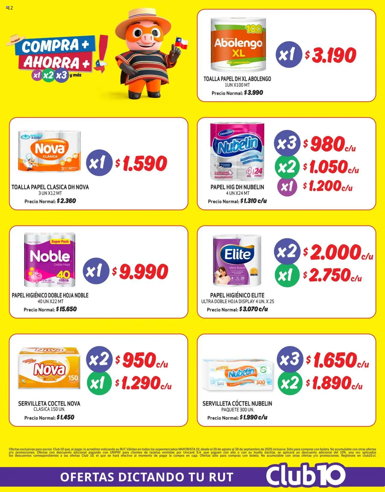 Mayorista 10 catálogo │ válido desde el 20.08.2025 | Página: 12 | Productos: Toalla, Papel higiénico, Té