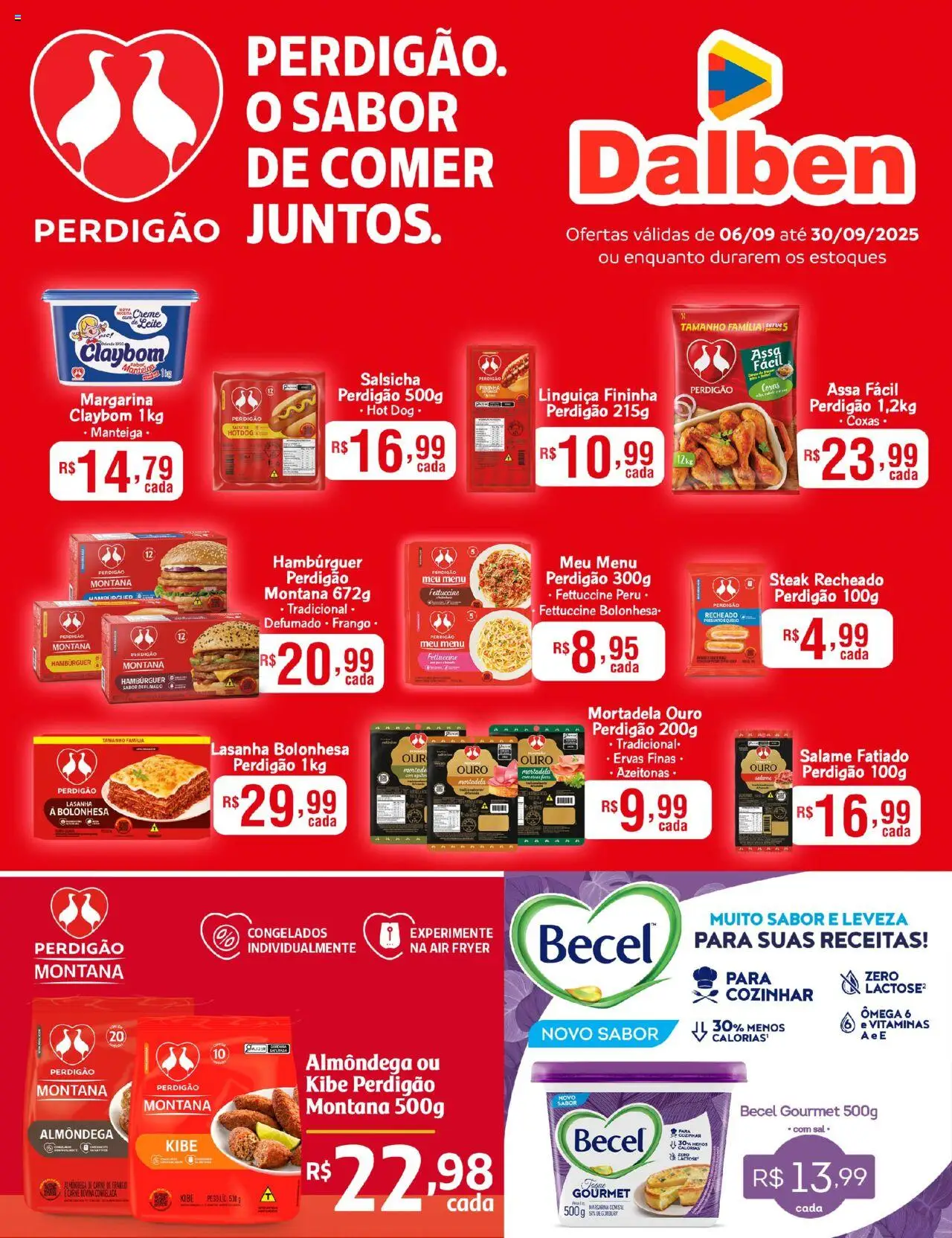 Supermercado Dalben Folheto - válido de 06.09.2025 | Página: 1 | Produtos: Manteiga, Hambúrguer, Lasanha, Sal
