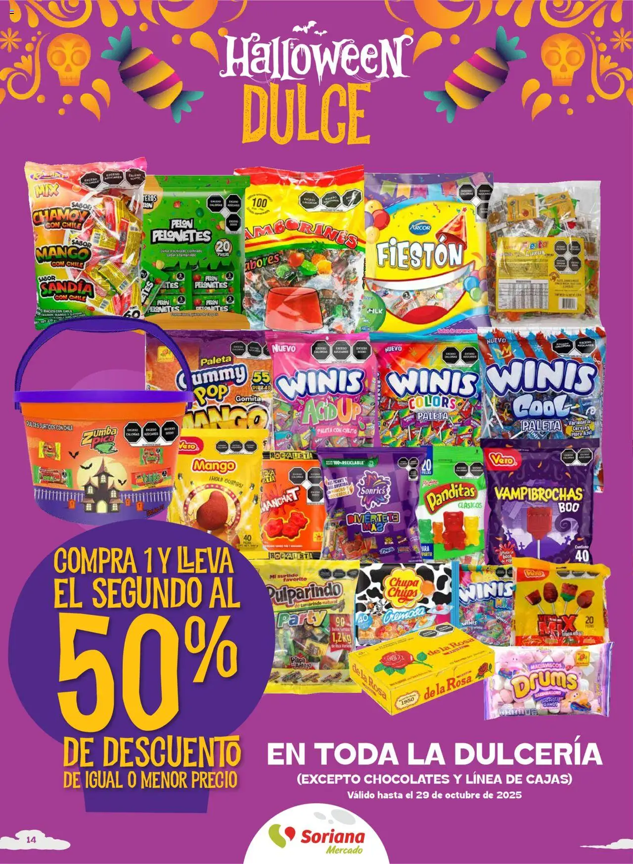 Nuevas ofertas de Soriana válidas en toda la República Mexicana desde el 16.10.2025. ¡Encuentra las mejores ofertas en Soriana - Halloween y Día de muertos Mercado Nacional! | Página: 14 | Productos: Sandía, Paleta, Mango