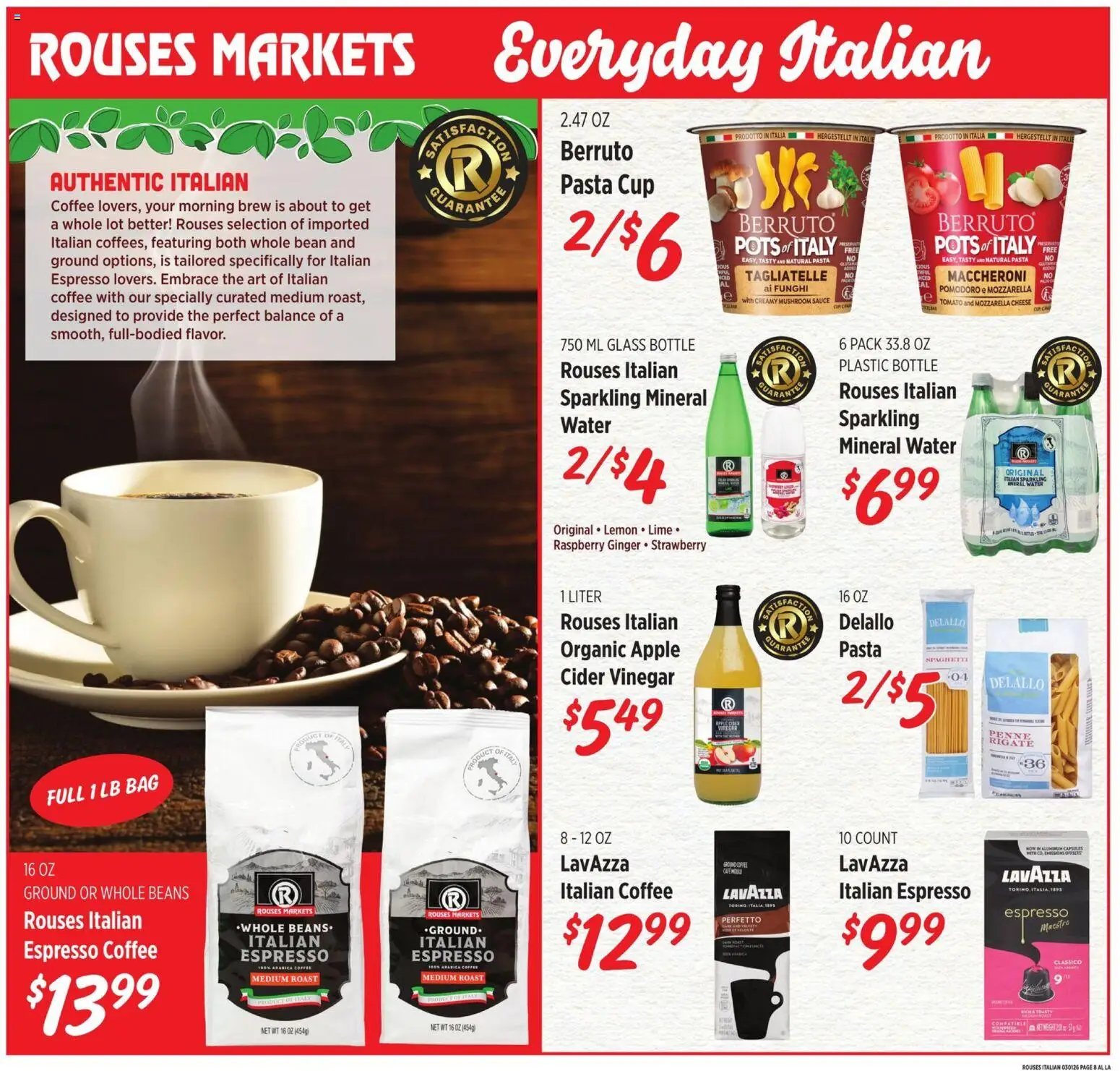 Rouses Monthly - LA - valid from 25.02.2026 | Page: 8 | Products: Vinegar, Cider, Cheese, Pasta