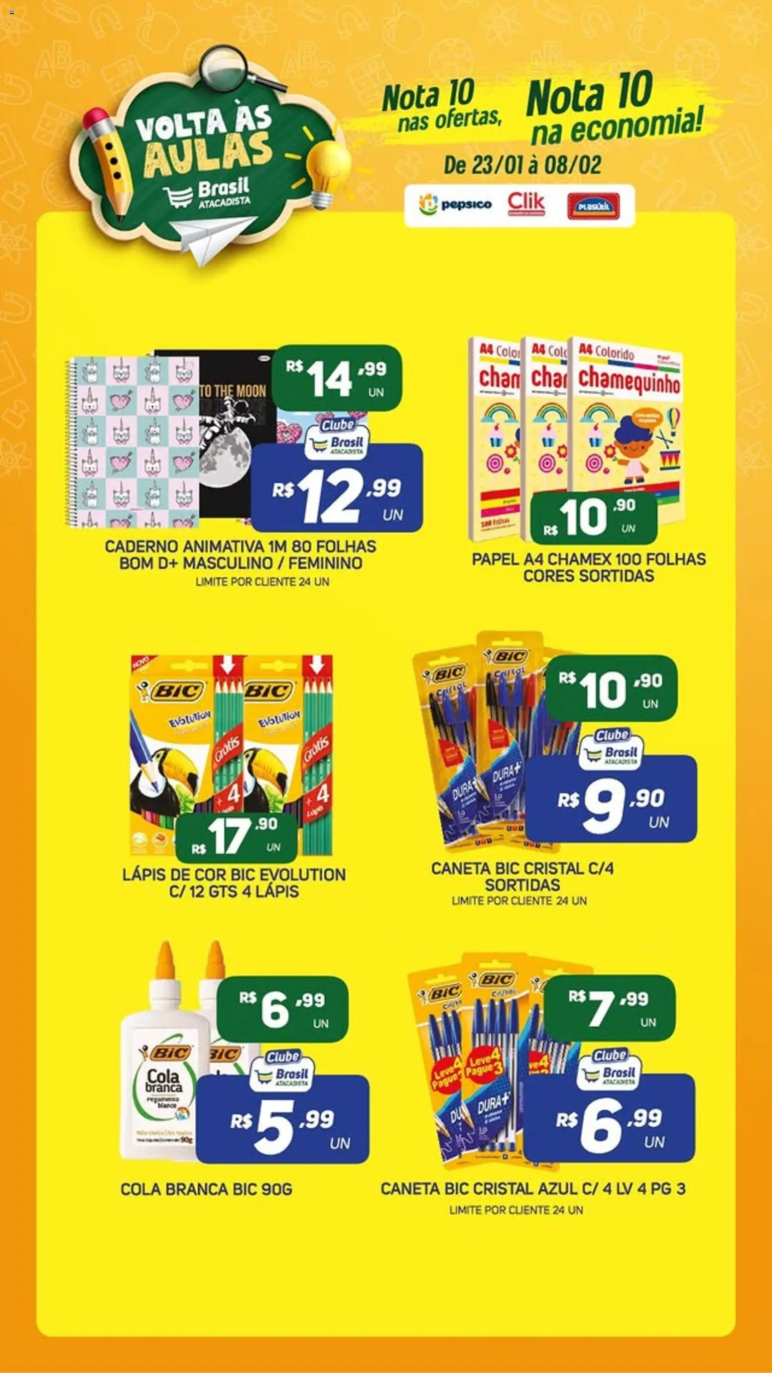 Brasil Atacadista Folheto - válido de 23.01.2026 | Página: 2 | Produtos: Lápis, Lápis de cor, Caneta, Cola