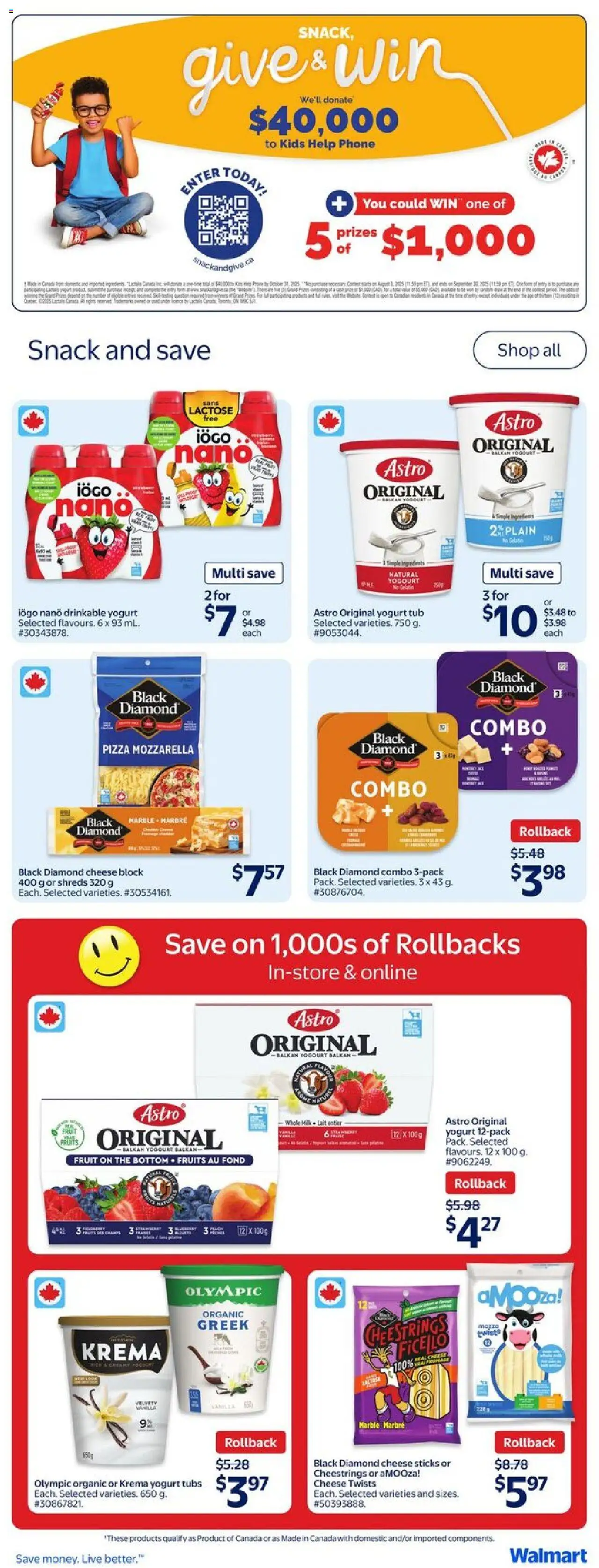 Walmart flyer valid from 28.08.2025 | Page: 18 | Products: Phone, Milk, Cheese, Yogurt
